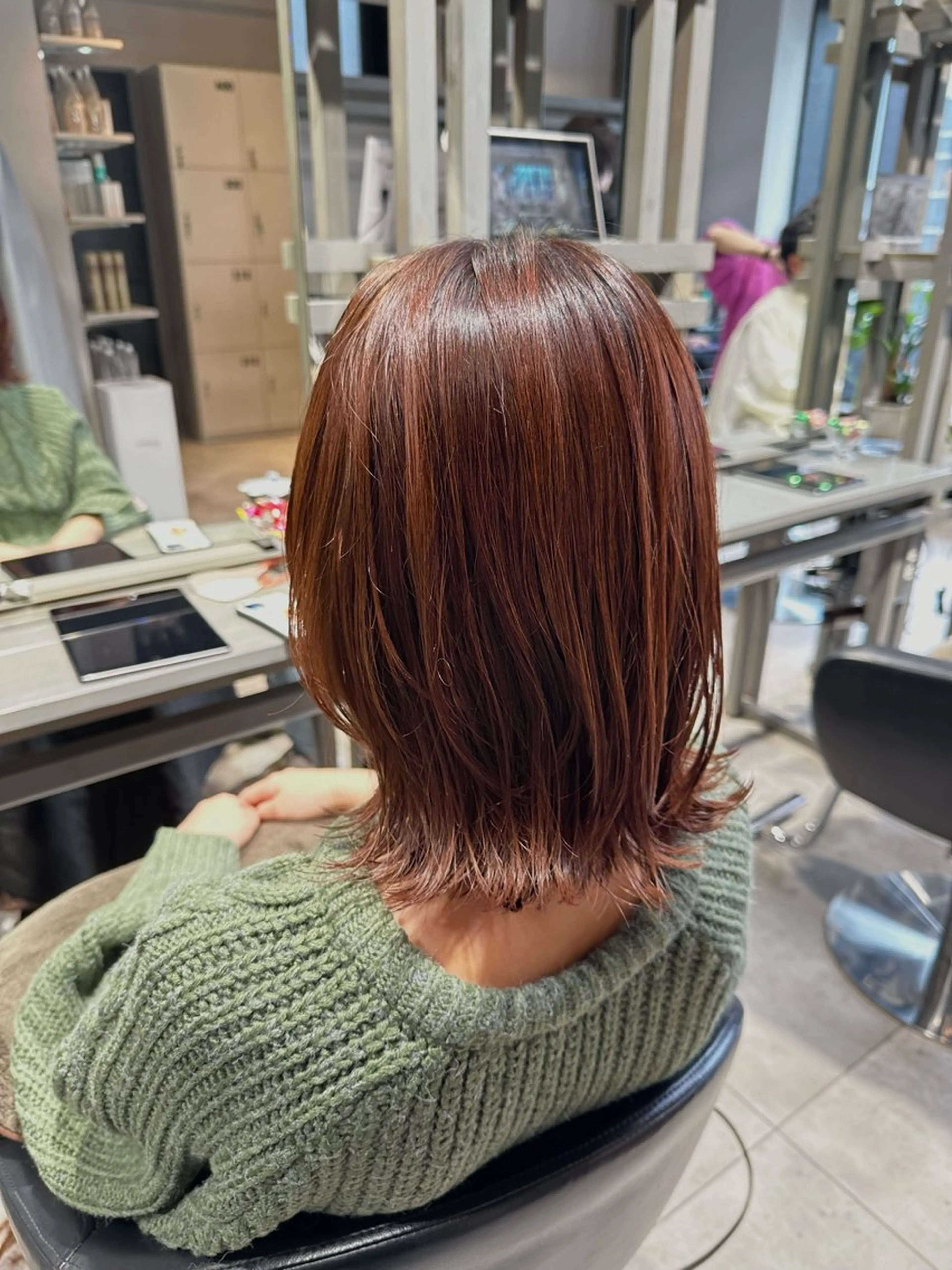 ミディアム カラー カット ヘアカラー トリートメント 透明感カラー/ボブ /佐藤伶のヘアスタイル