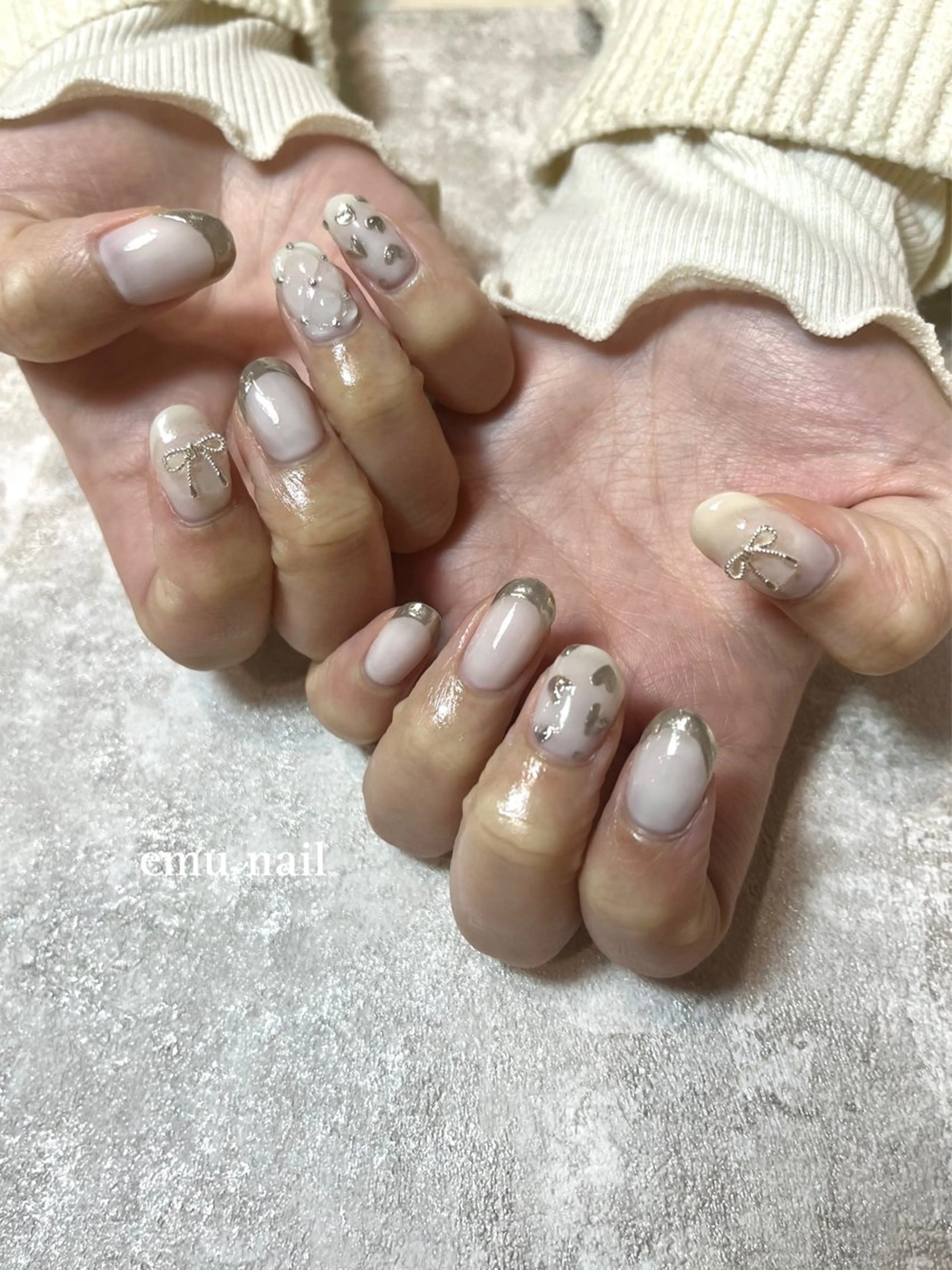 ネイル シルバー emu nail yuのネイルデザイン