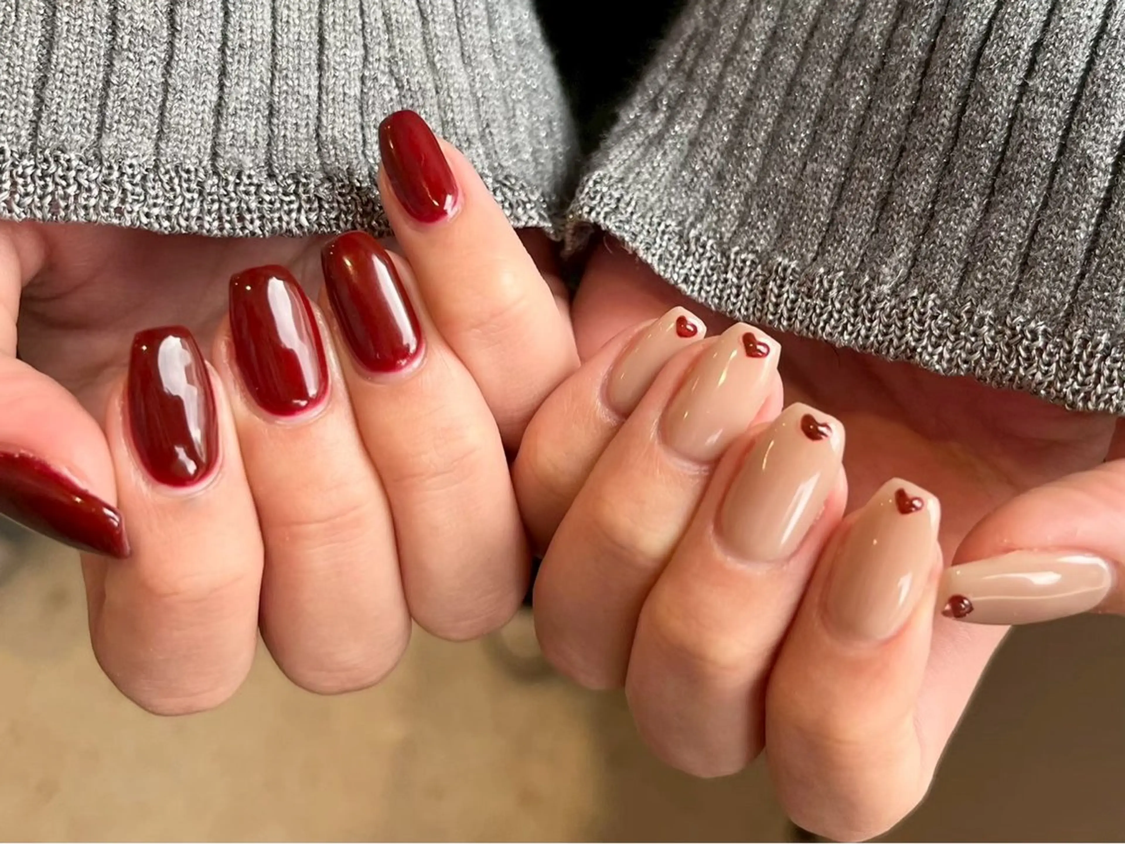 ネイル ボルドー ハート Ayano ♡のネイルデザイン