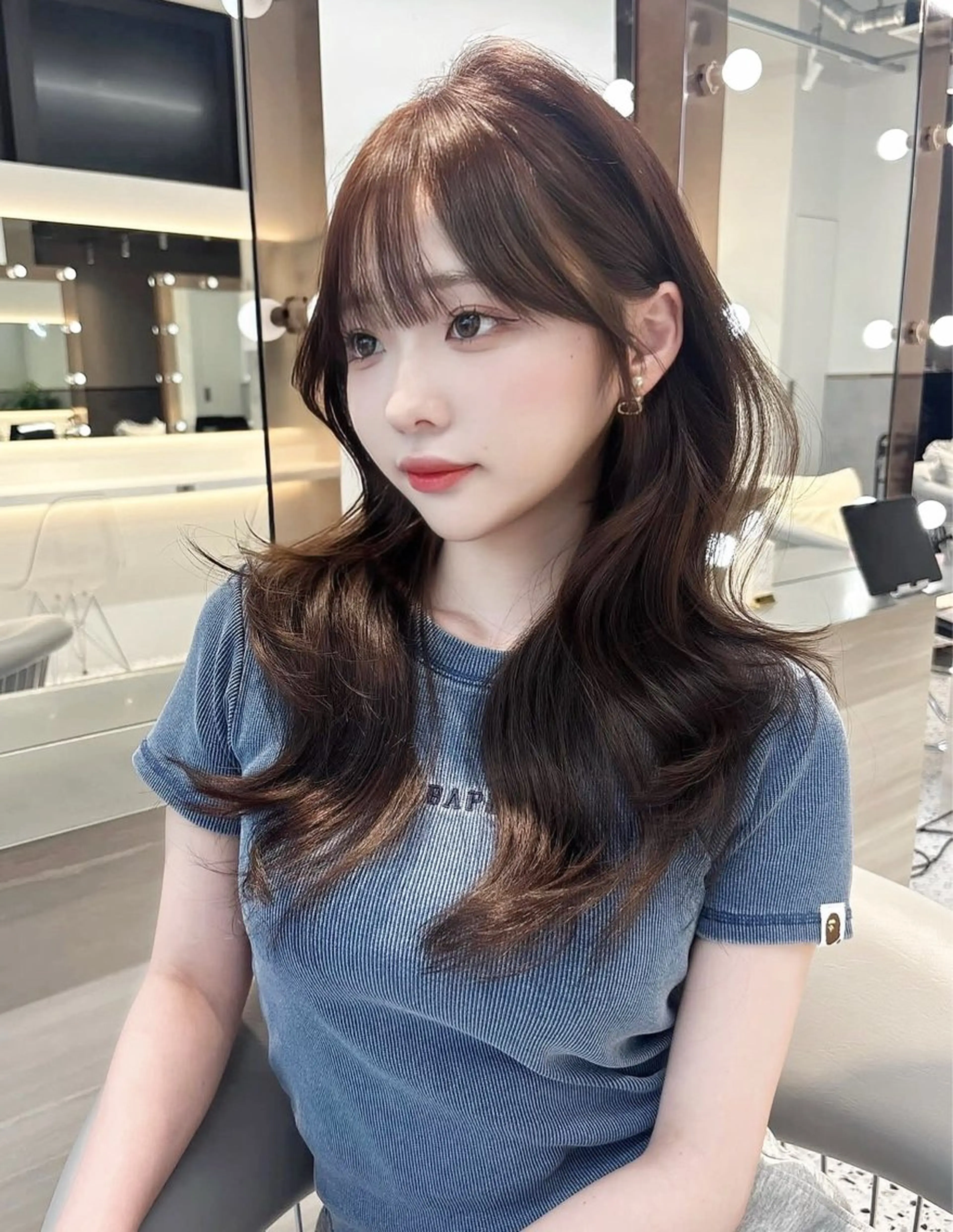 ミディアム ヘアカラー rina／ベージュ ワンホン/韓国ヘアのヘアスタイル