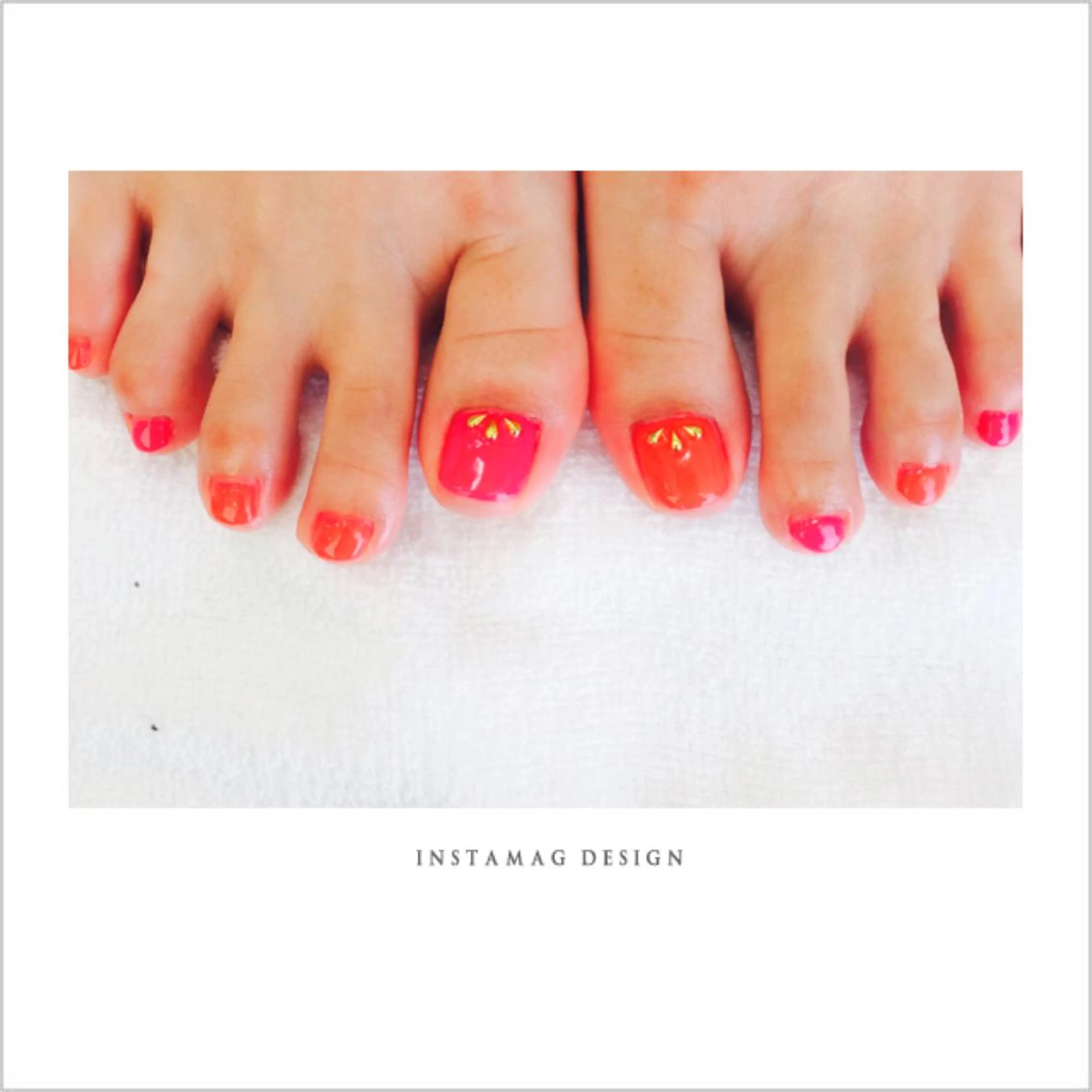 ネイル フットネイル オレンジ ピンク Ly   hair（リーヘア）所属・Lyhair🦊🎀 AKIのヘアスタイル