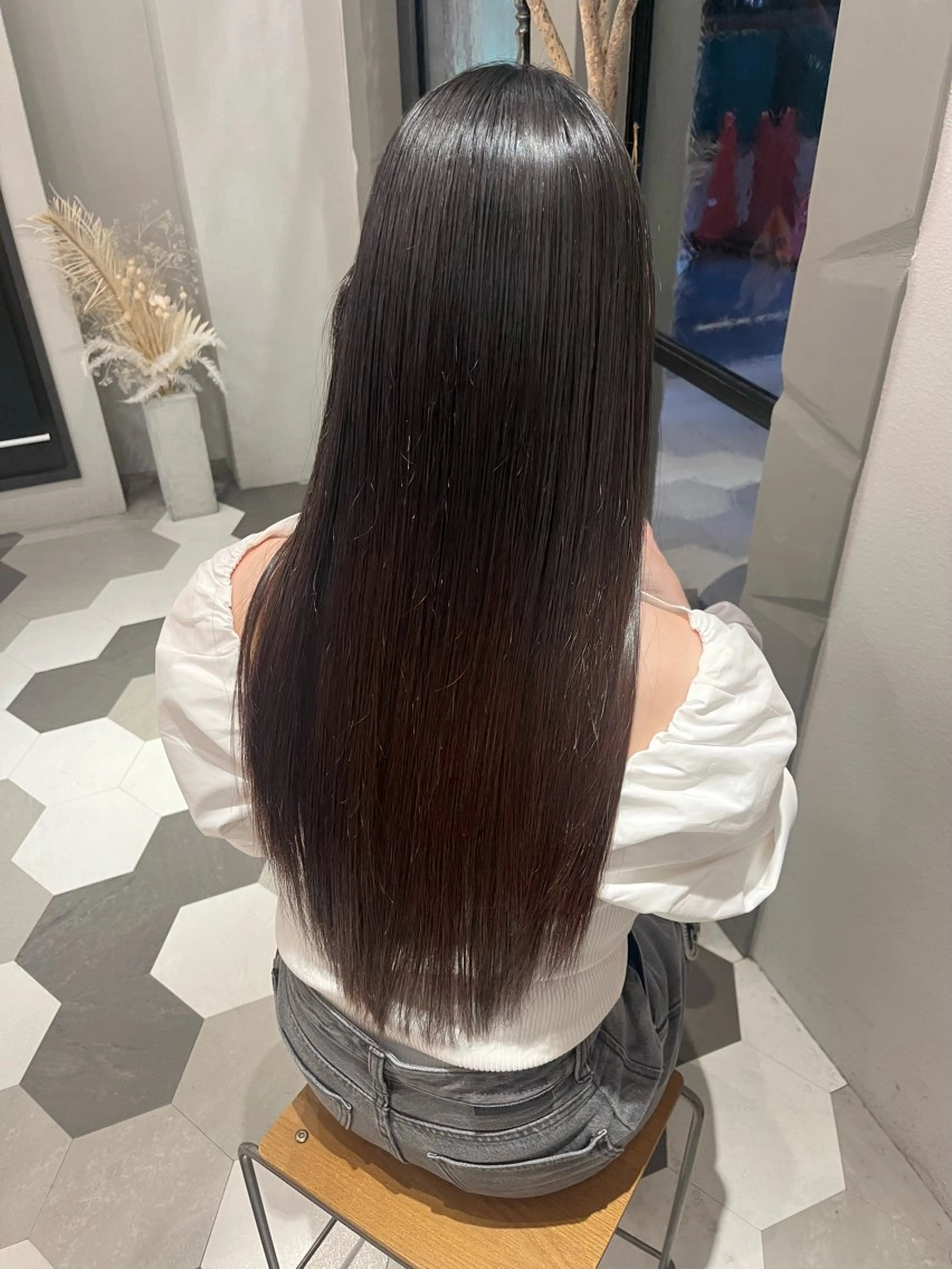 ロング 酸性ストレート 縮毛矯正 暖色/顔周り /ヘアメ/あつはのヘアスタイル