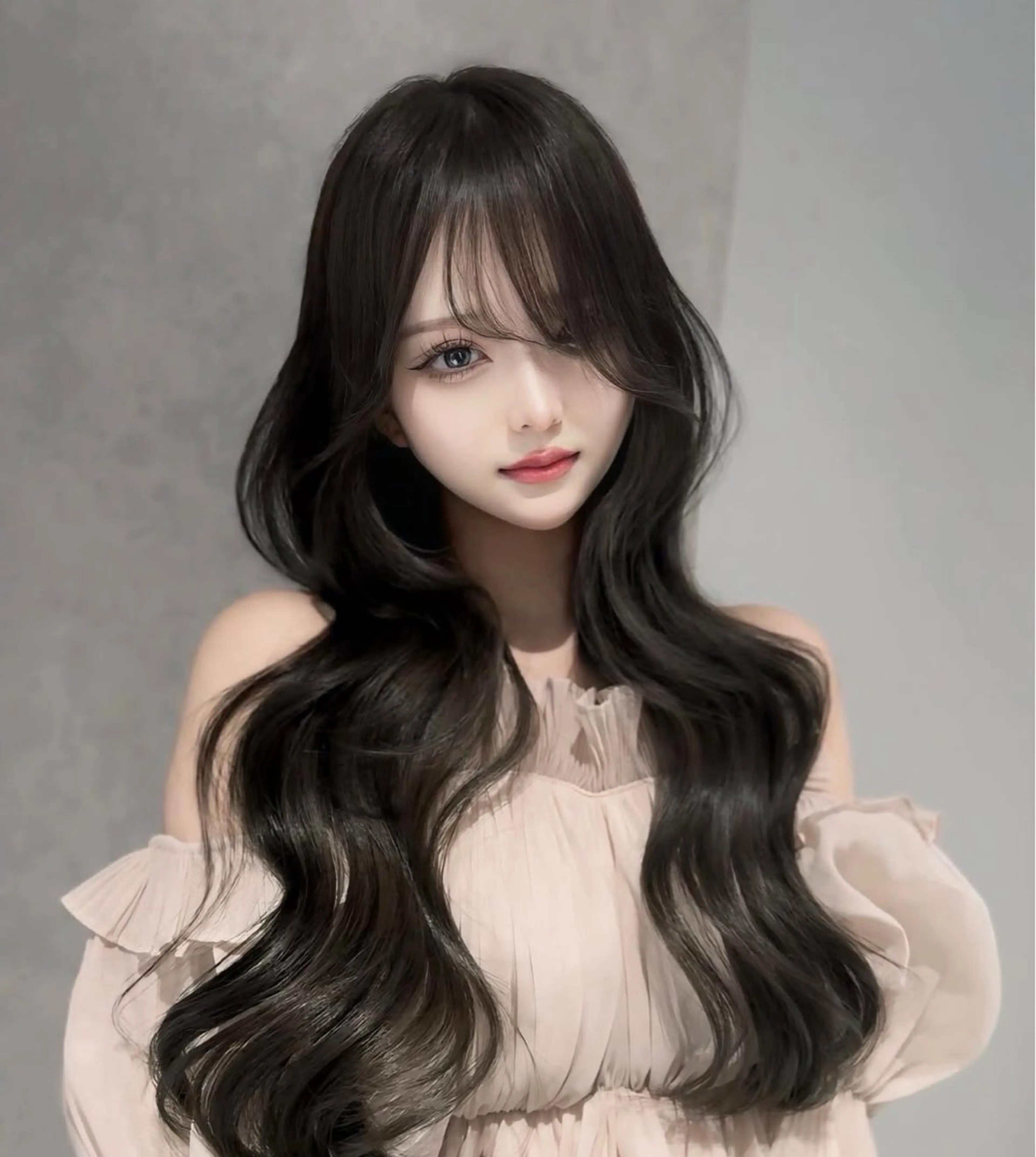 ロング カラー ベージュカラー オリーブベージュ トリートメント ヘアカラー VEYY.nagoya所属・みゅう／韓国：網紅： トレンドヘアのヘアスタイル