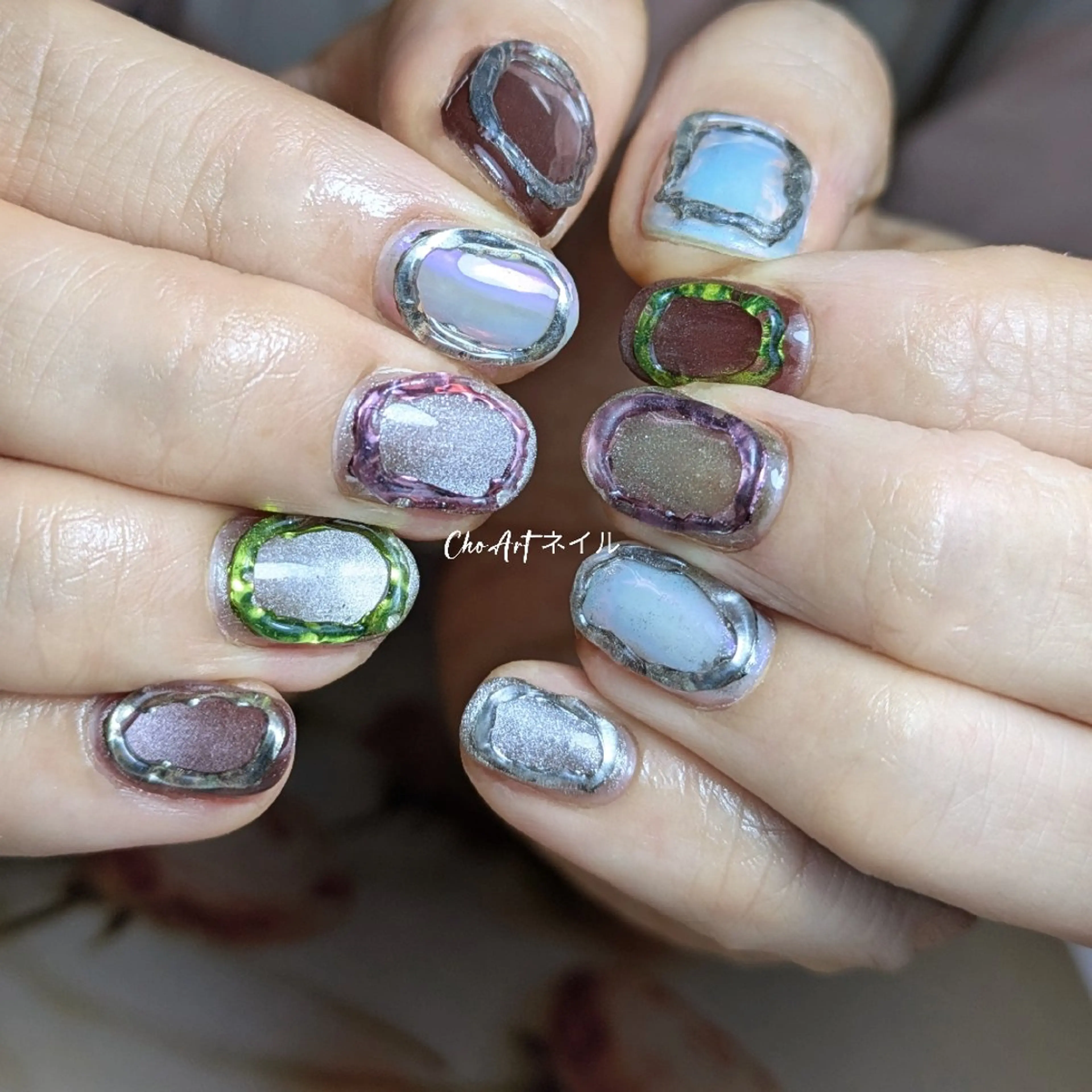 ネイル アートネイル オーロラネイル キラキラネイル ラメ(グリッター) マグネットネイル Cho Artネイル所属・ronronne .のネイルデザイン