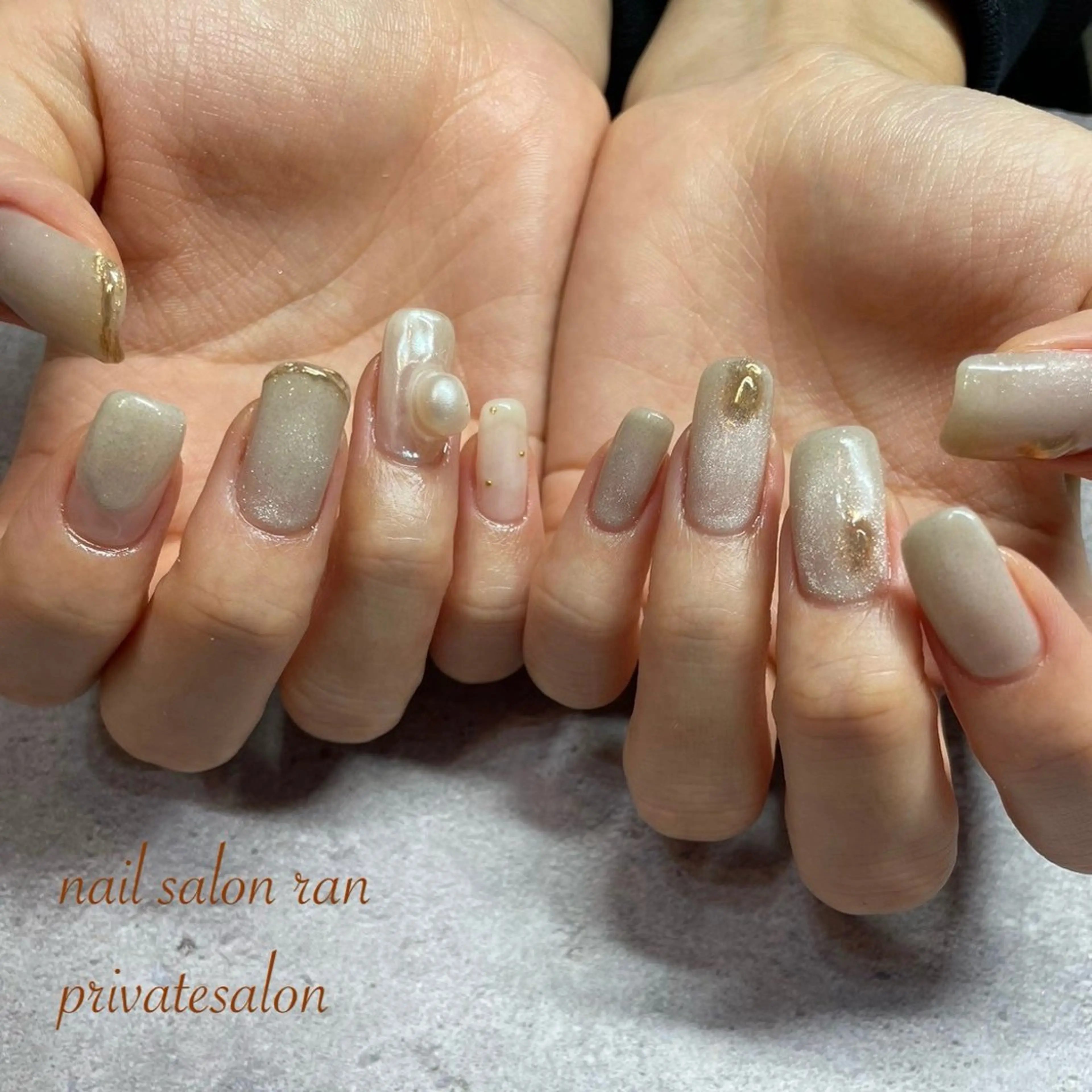 ネイル フレンチネイル マグネットネイル ミラーネイル ハンドネイル ハンドケア nailsalon ranのネイルデザイン