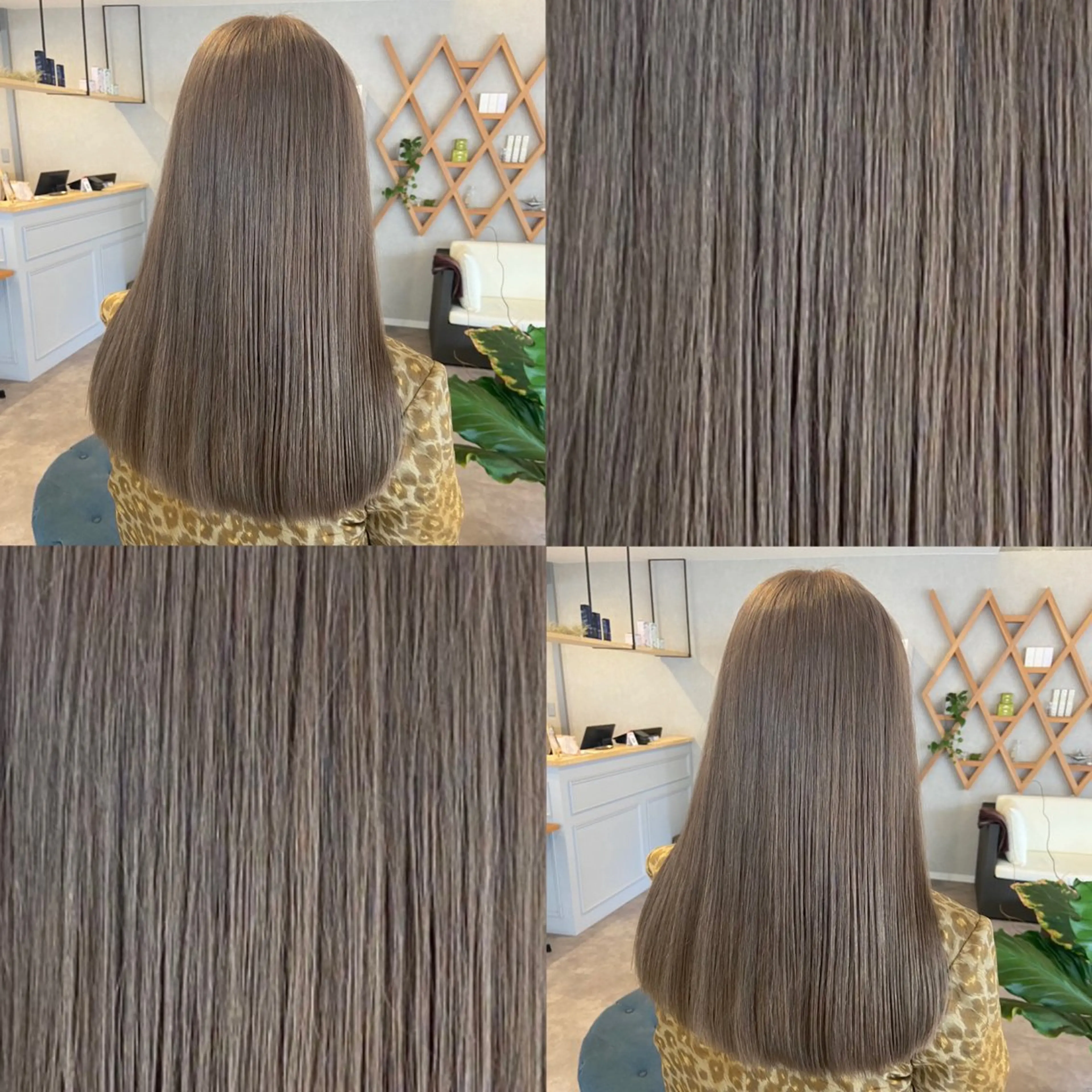 セミロング カラー ブリーチ グレージュ ヘアカラー トリートメント ELLE&SALLY 石野のヘアスタイル