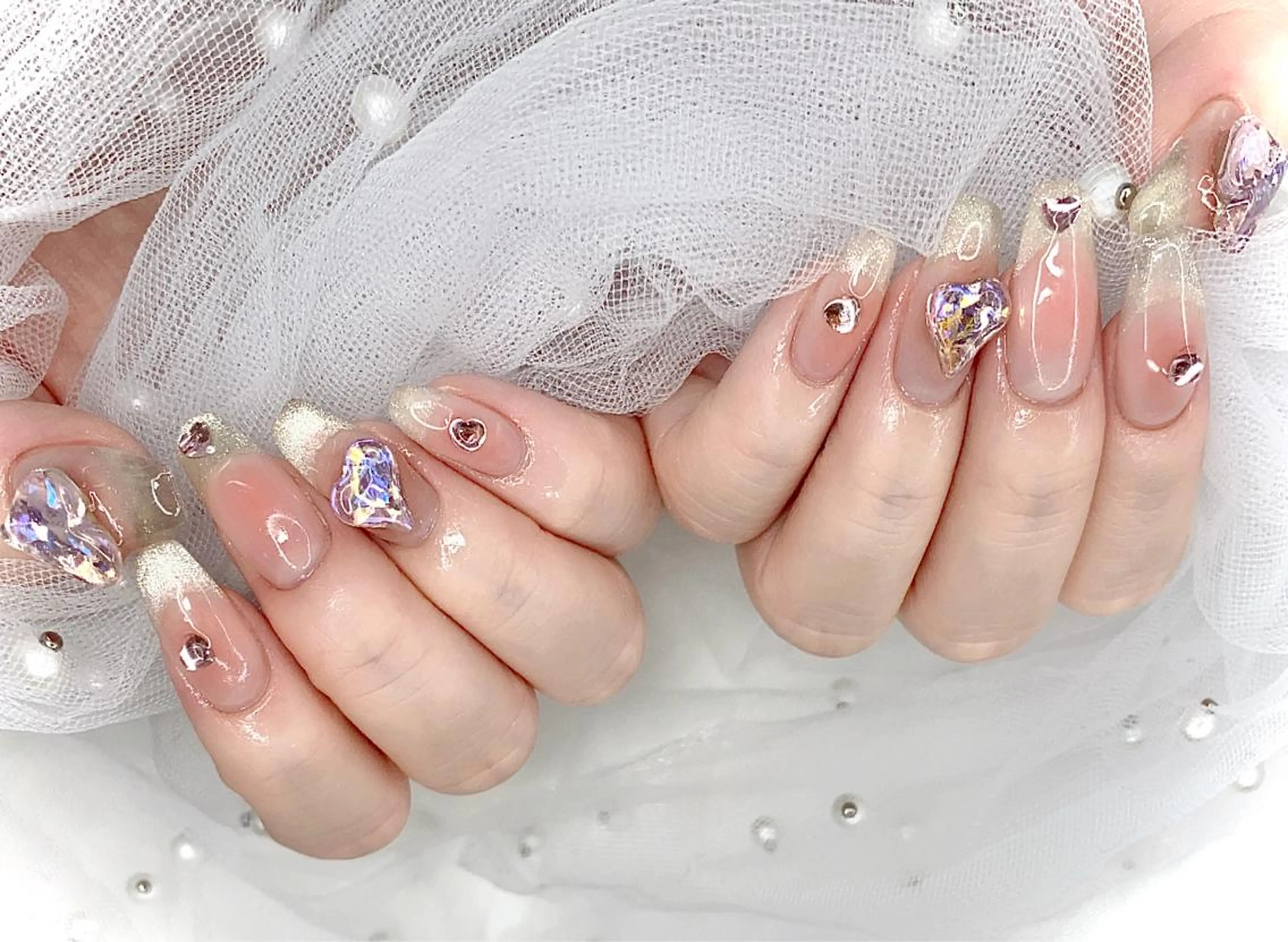 ネイル I-nailロング /ワンホン/キラキラのネイルデザイン