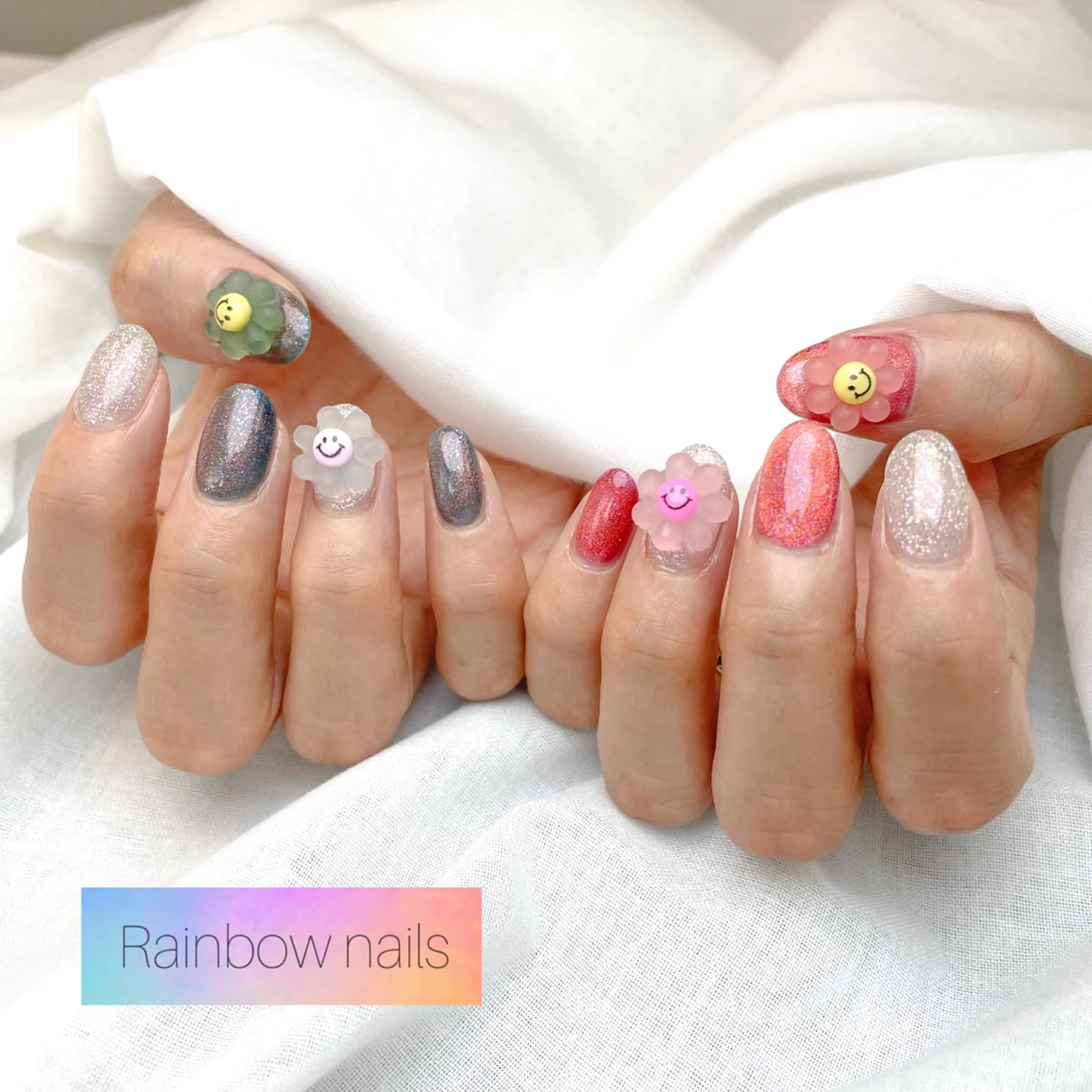 ネイル Rainbow nailsくろちゃんのネイルデザイン