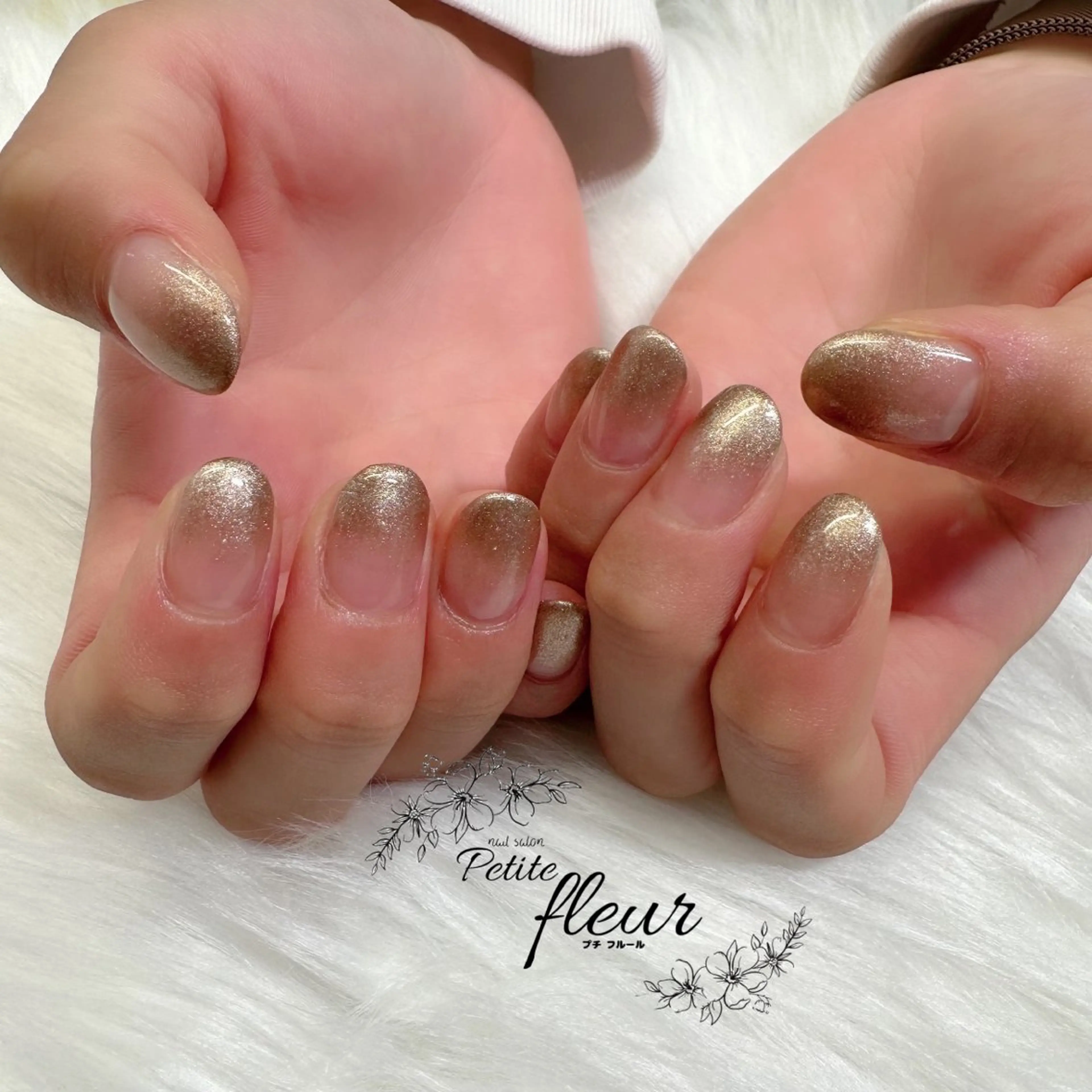 ネイル ブラウン ゴールド グラデーション ラメ(グリッター) ラメグラデーション ハンドネイル ❁⃘*。Petite fleur❁⃘*りさのネイルデザイン