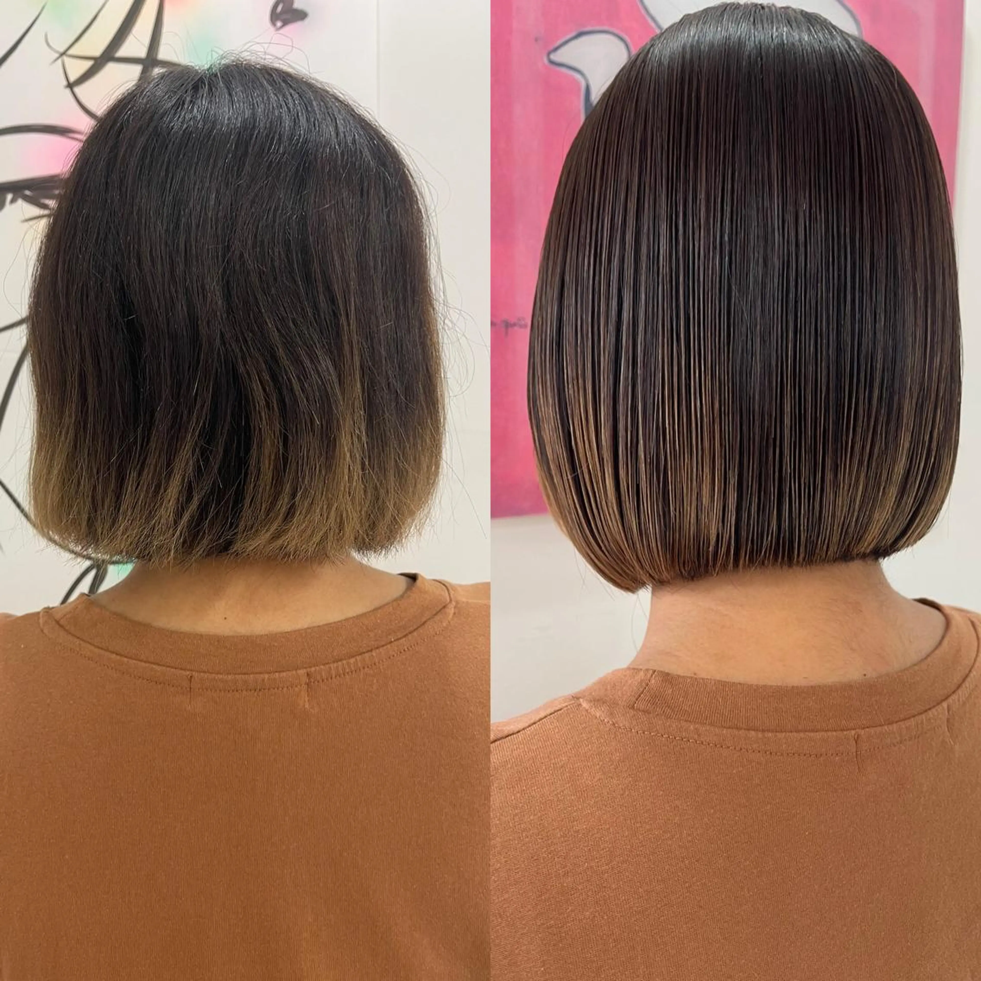 ミディアム パーマ カット 縮毛矯正 髪質改善/縮毛矯正 /ブリーチ矯正/岡部のヘアスタイル