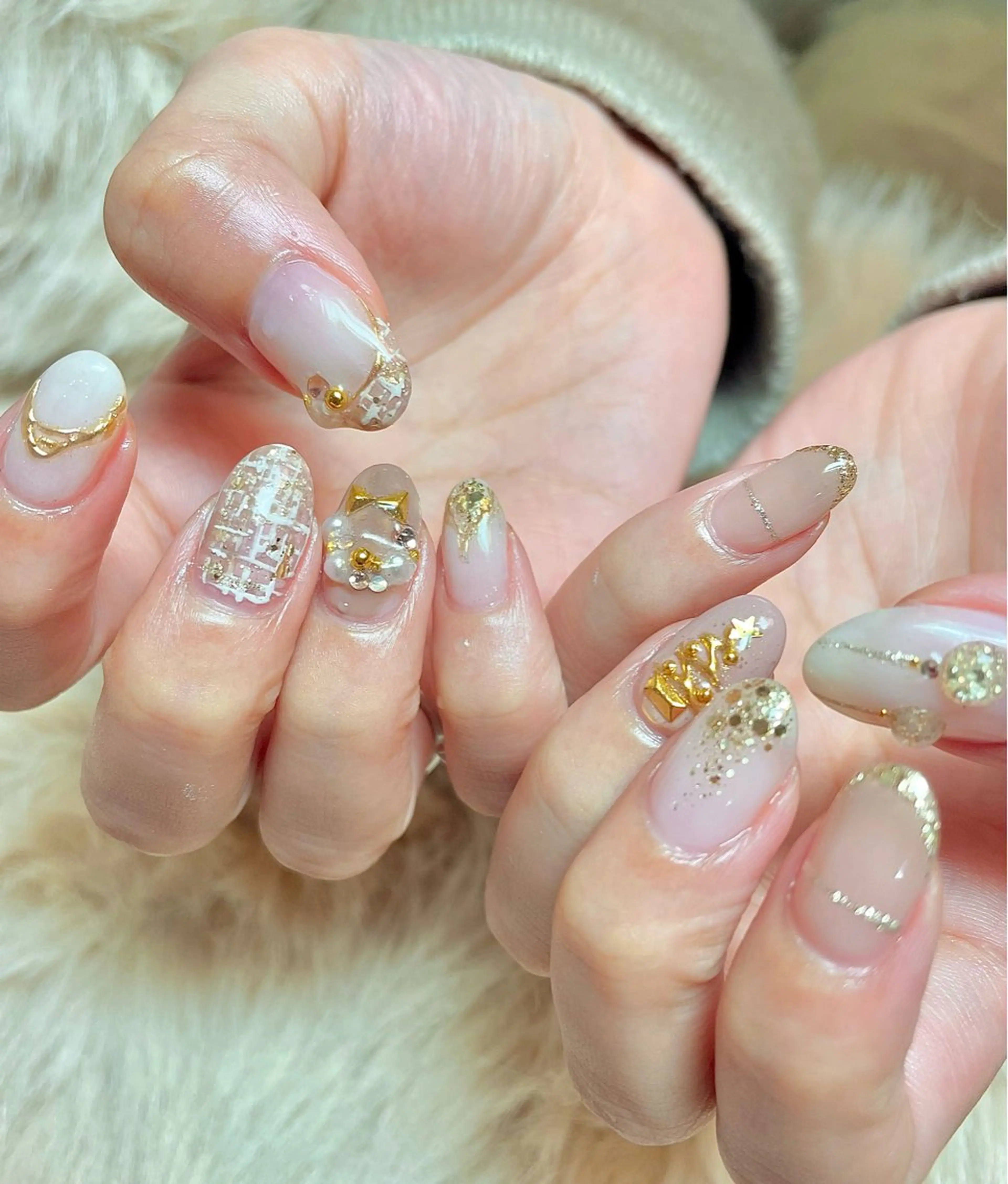 ネイル ミラーネイル 持ち込み ツイードネイル 冬ネイル クリスマス BEAUTY GARDEN 【nail salon unseul】所属・nana .のネイルデザイン