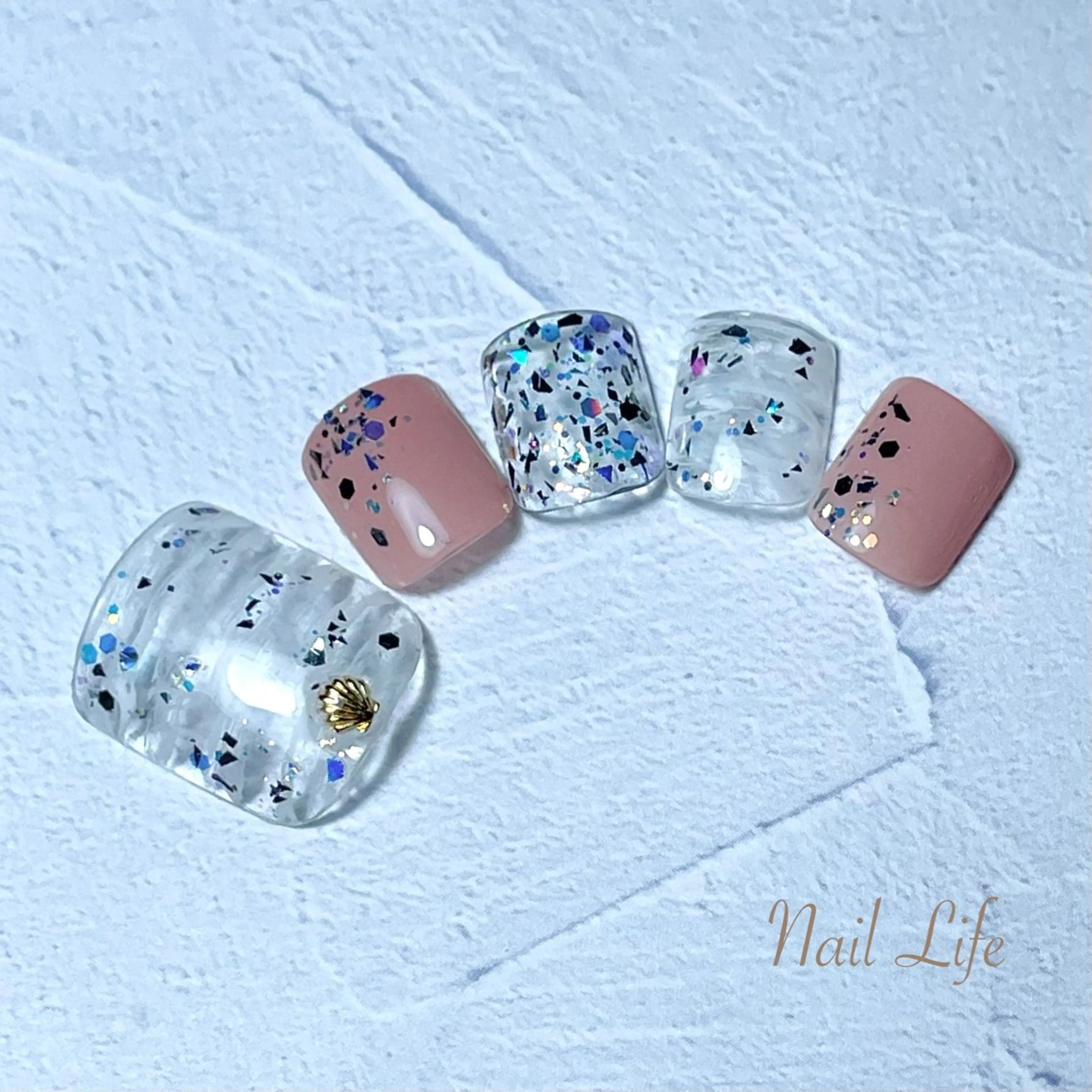 ネイル クリアネイル フットネイル 大嶋 めぐみのネイルデザイン