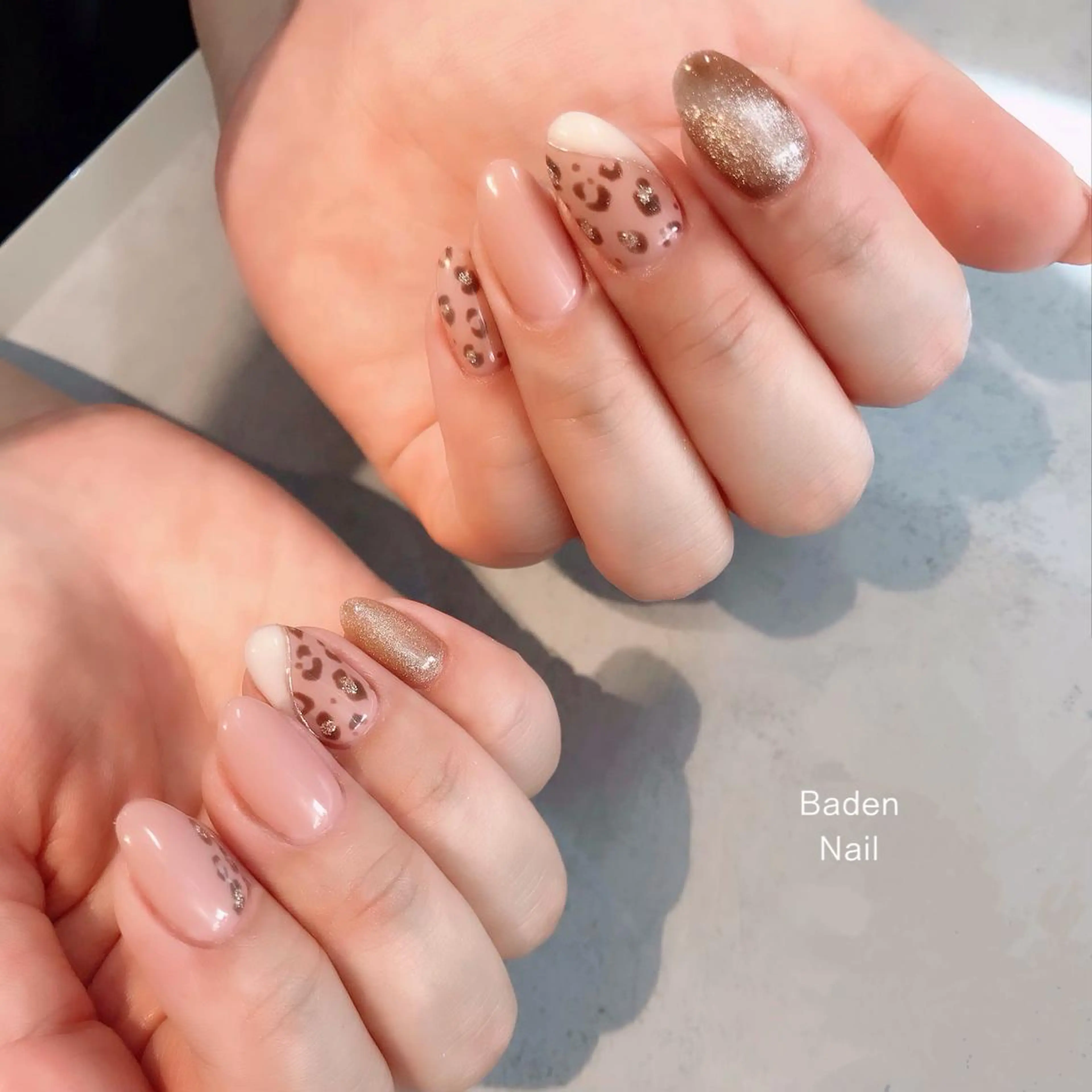 ネイル マグネットネイル ミラーネイル ピンク ハンドネイル Baden Nail ﾊﾞ-ﾃﾞﾝ ﾈｲﾙのネイルデザイン