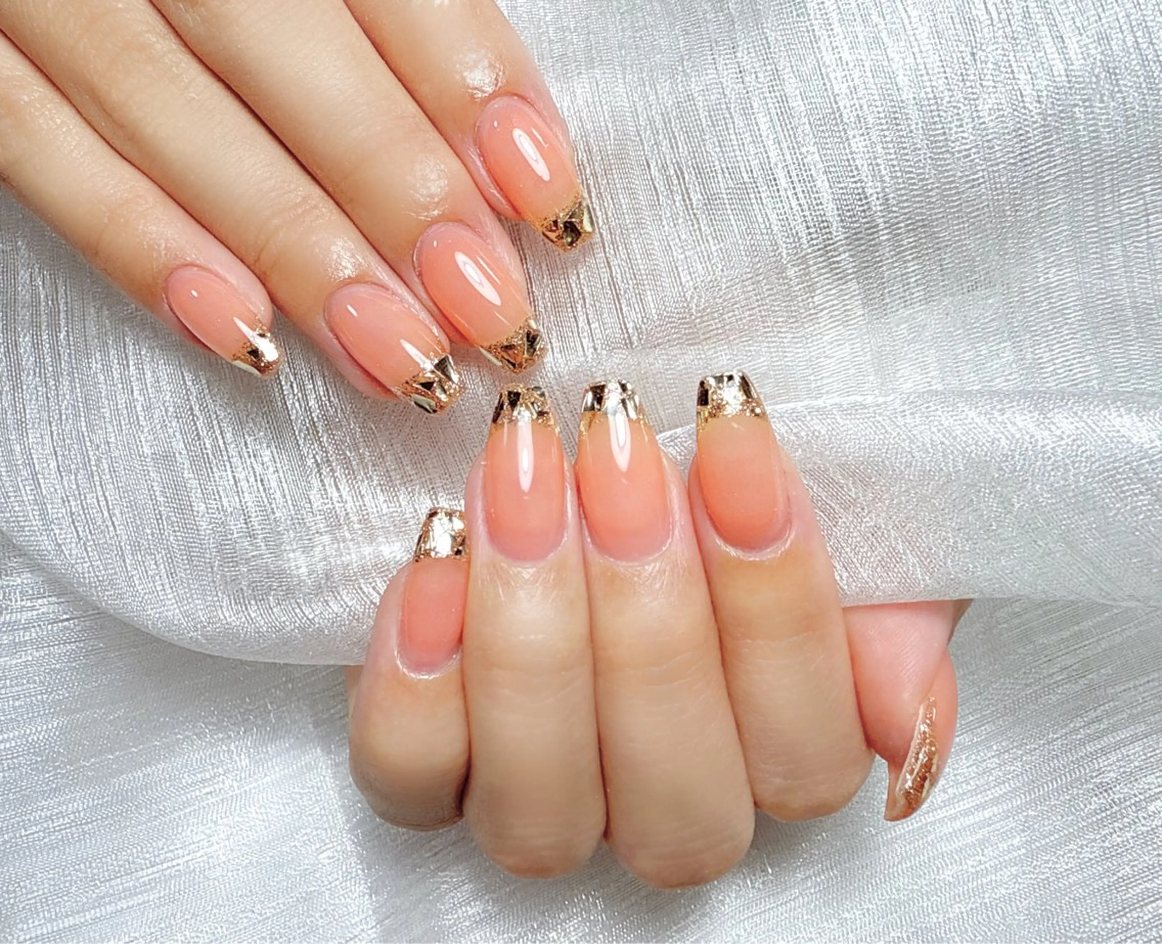ネイル フレンチネイル ガラスフレンチ ハンドネイル ハンドケア L. Nailのネイルデザイン