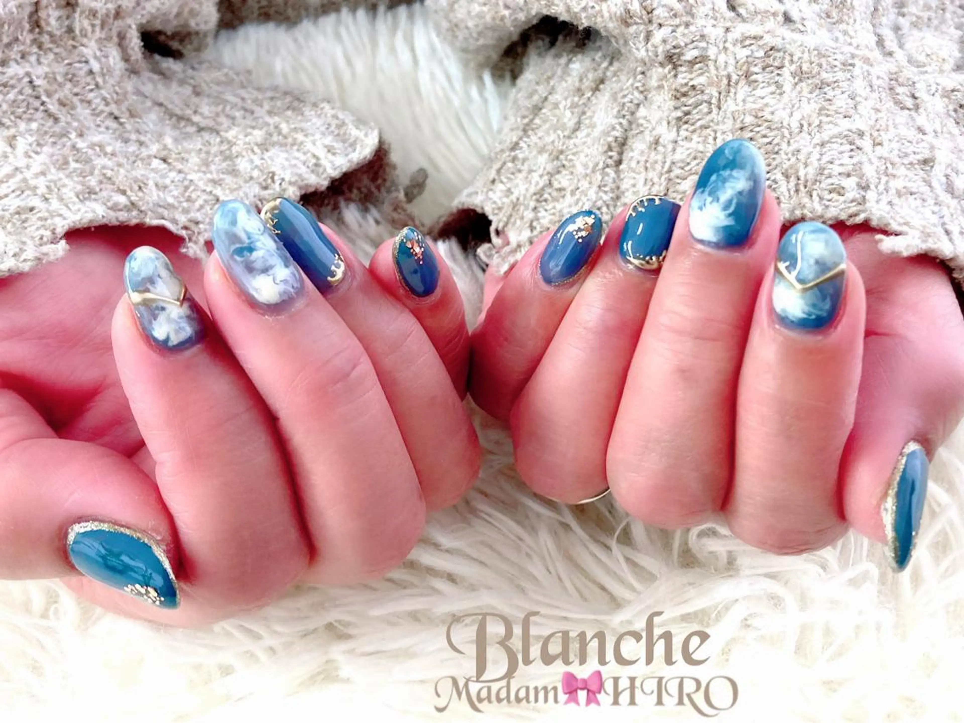 ネイル ブルー ネイビー ニュアンスネイル Lianネイル 寛子Lianのネイルデザイン