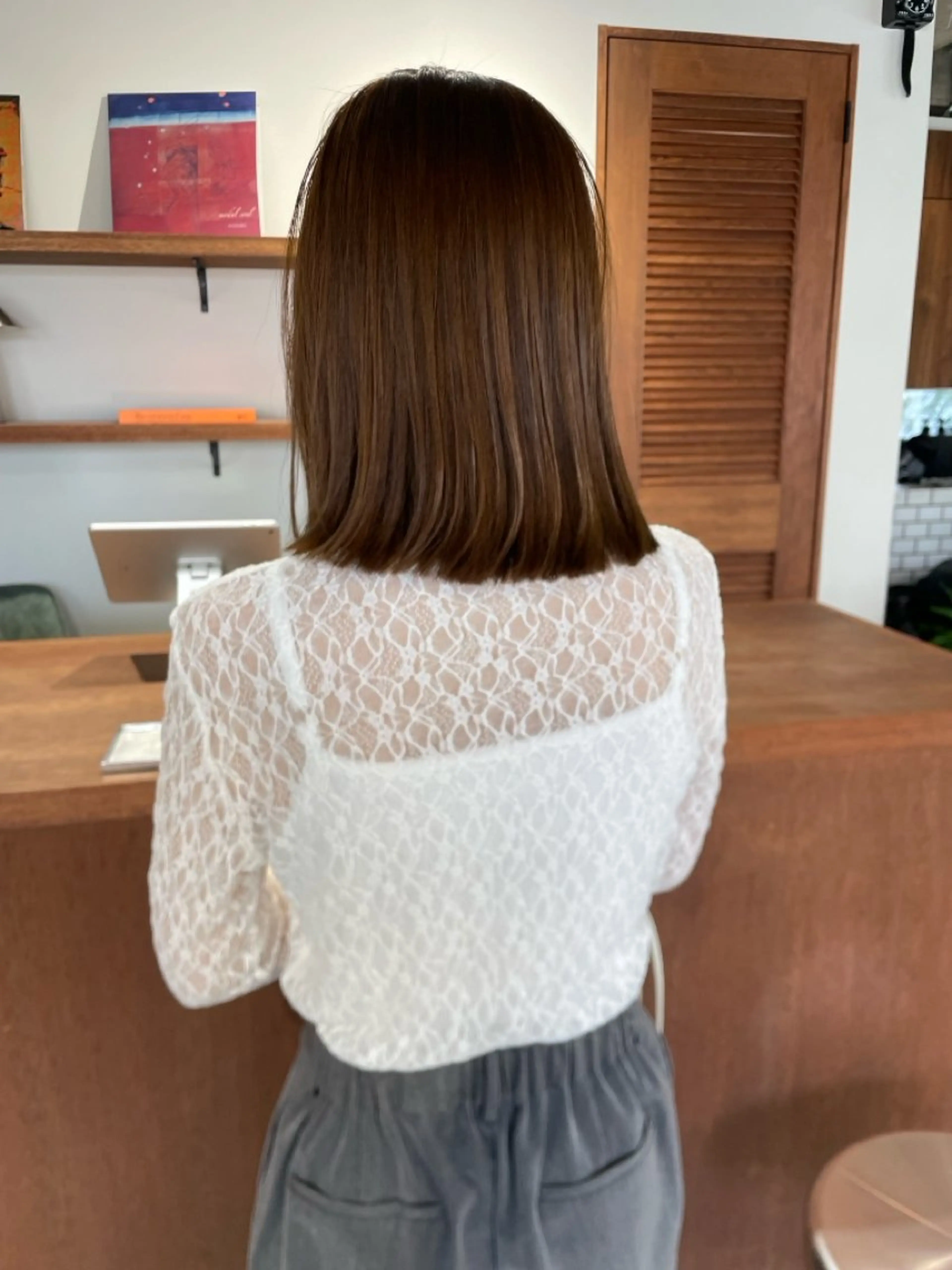 ミディアム ボブ カット ヘアカラー 縮毛矯正 トリートメント her所属・kaito /都立大学herのヘアスタイル