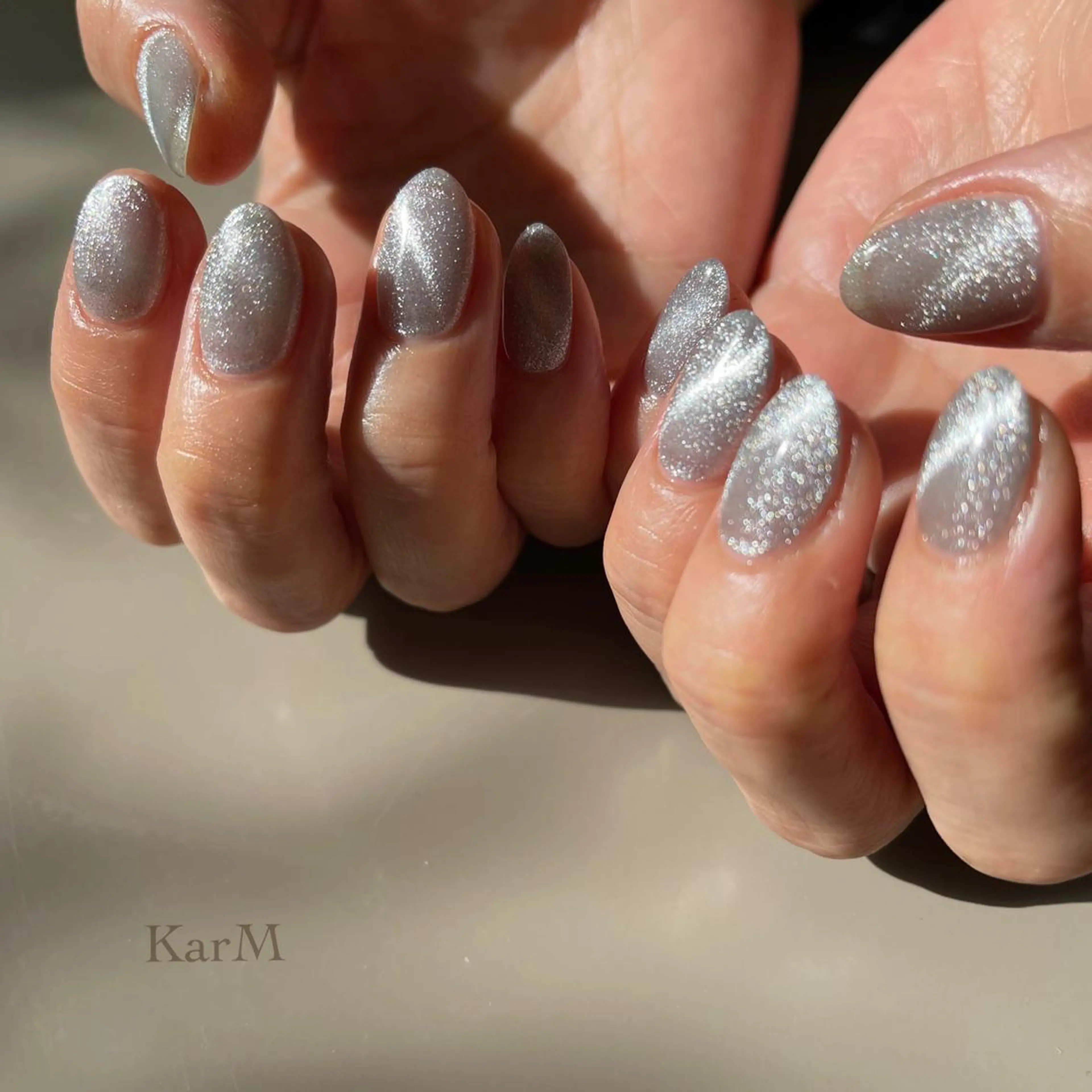 ネイル アートネイル オーロラネイル ブルー チークネイル フットネイル ハンドネイル フットネイル ogino karinのネイルデザイン