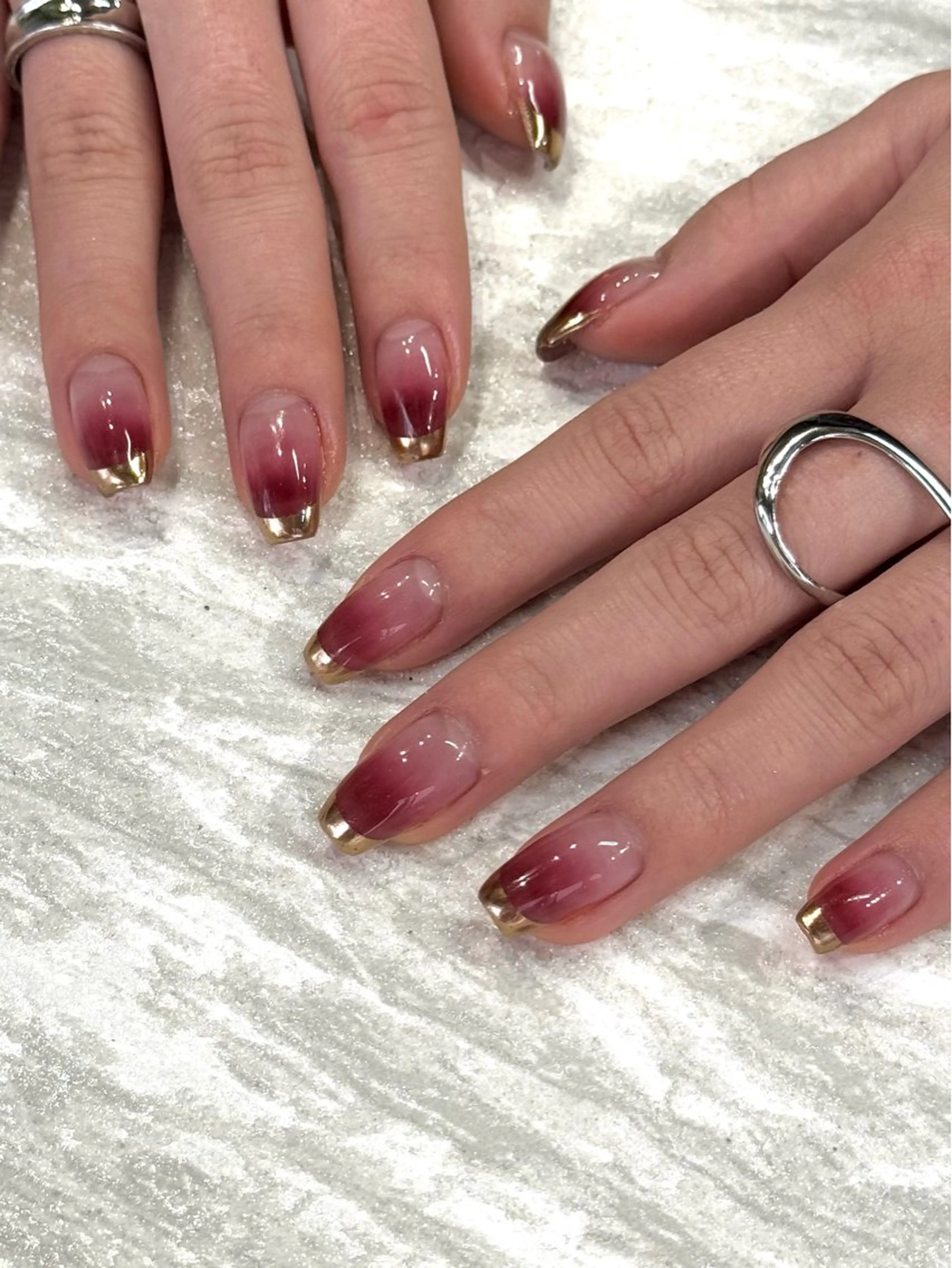 ネイル フレンチネイル グラデーション ミラーネイル ハンドネイル HARUKA ネイリスト福岡/薬院のネイルデザイン