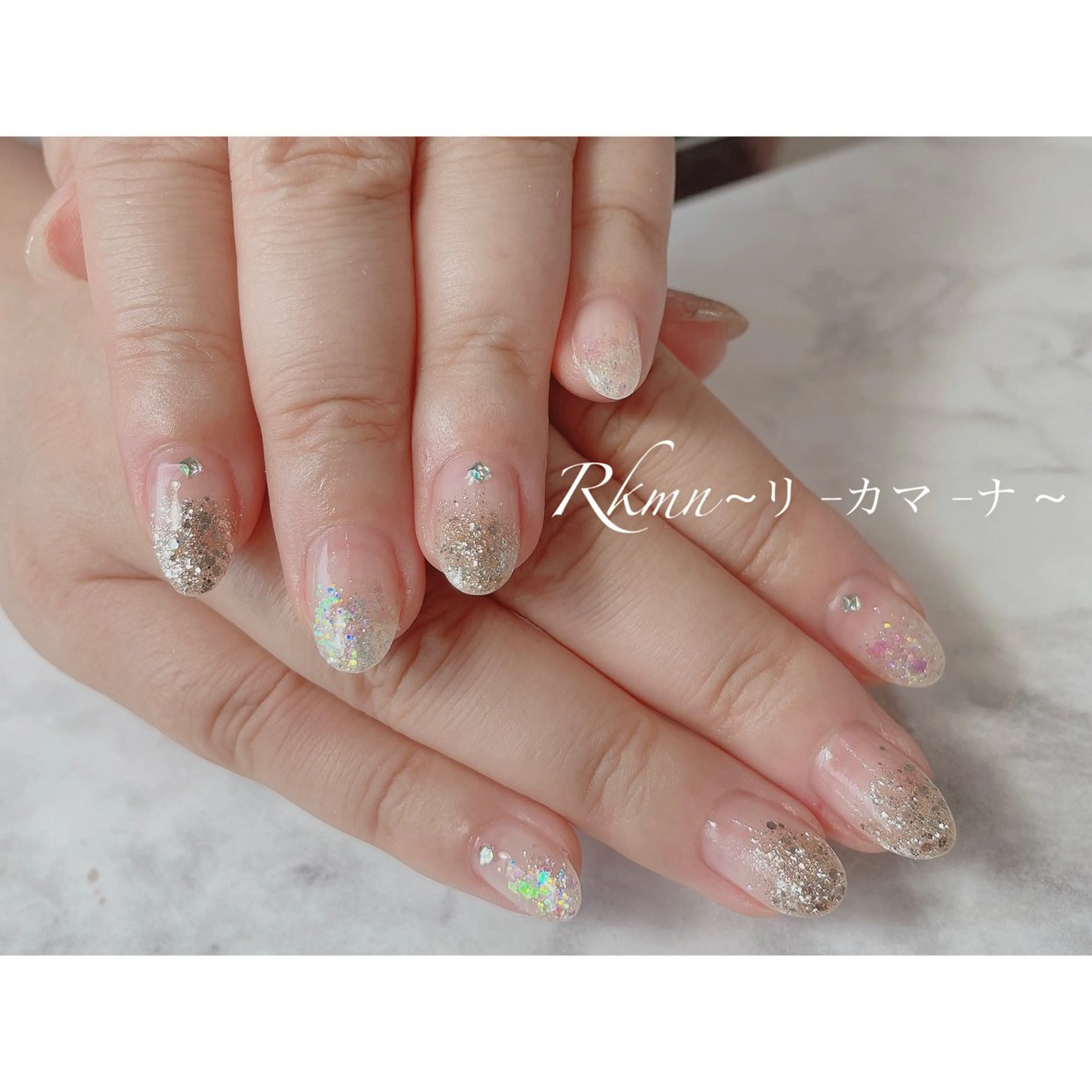 ネイル アートネイル グラデーション キラキラネイル ラメ(グリッター) 春ネイル ハンドネイル フットネイル ハンドケア Rkmn ~リ-カマ-ナ~のネイルデザイン