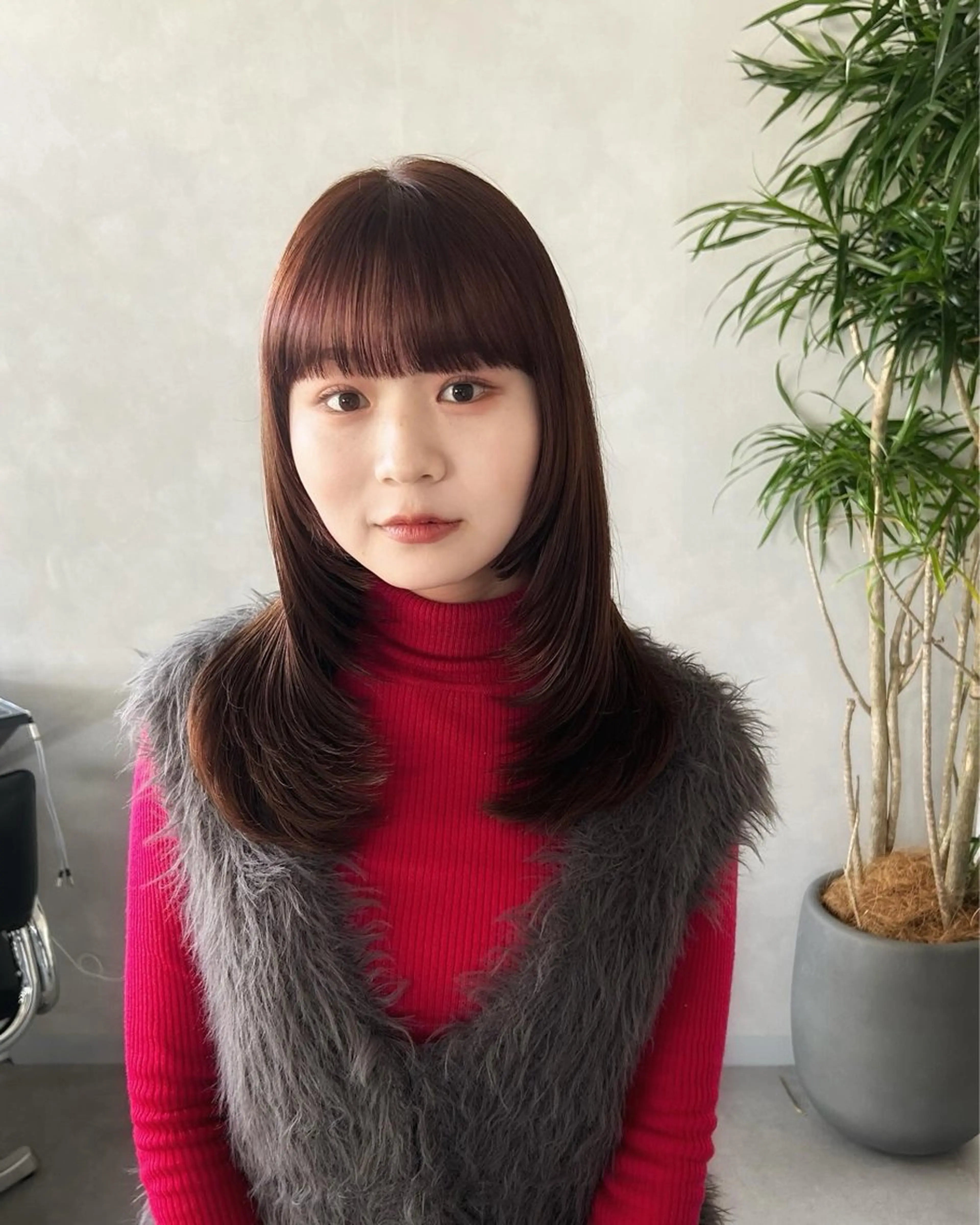 ミディアム カラー ブラウンカラー ピンクカラー ピンクブラウン レイヤーカット ❤️ショートカット ・顔周りカット❤️のヘアスタイル