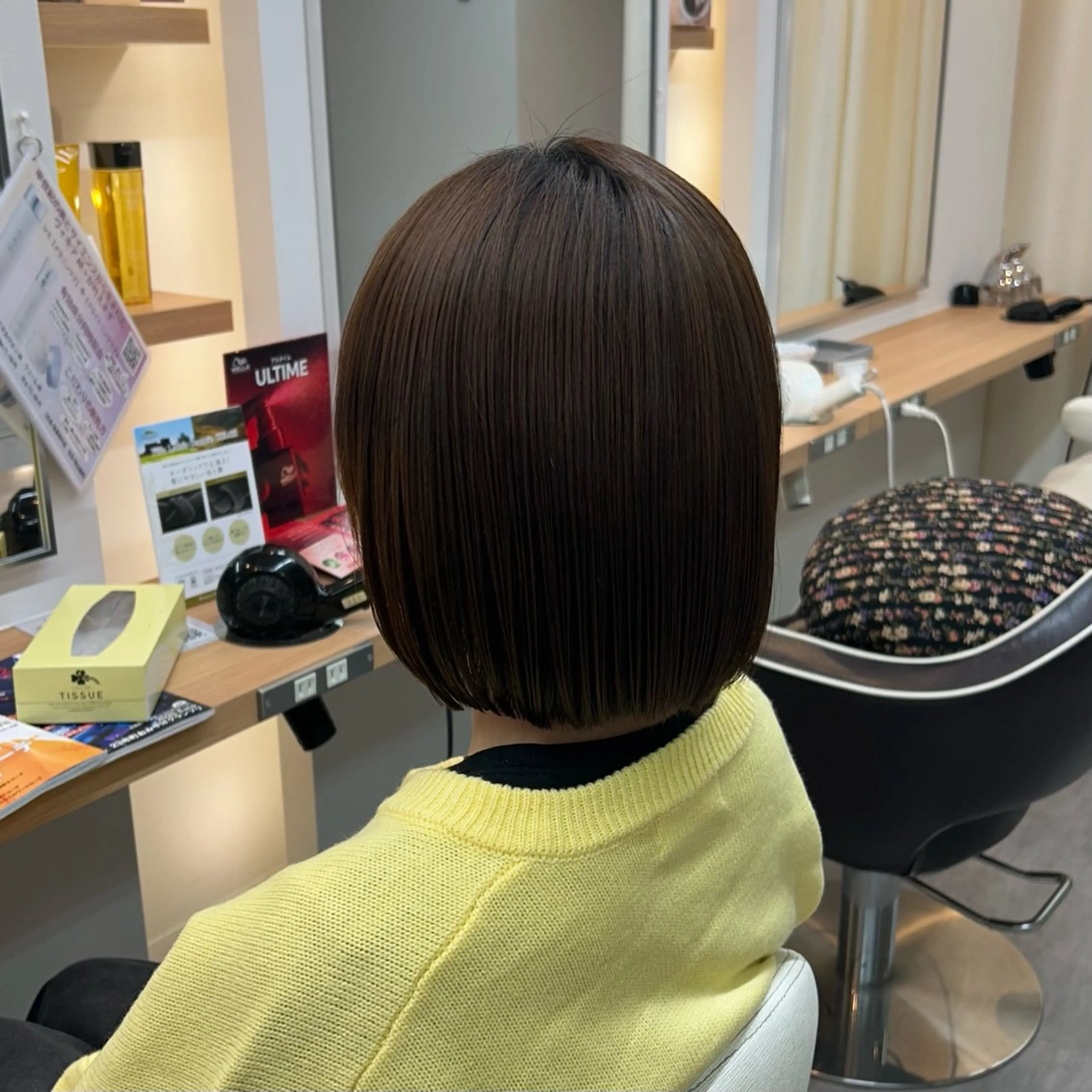 ミディアム パーマ ボブ 縮毛矯正 池田 咲希のヘアスタイル