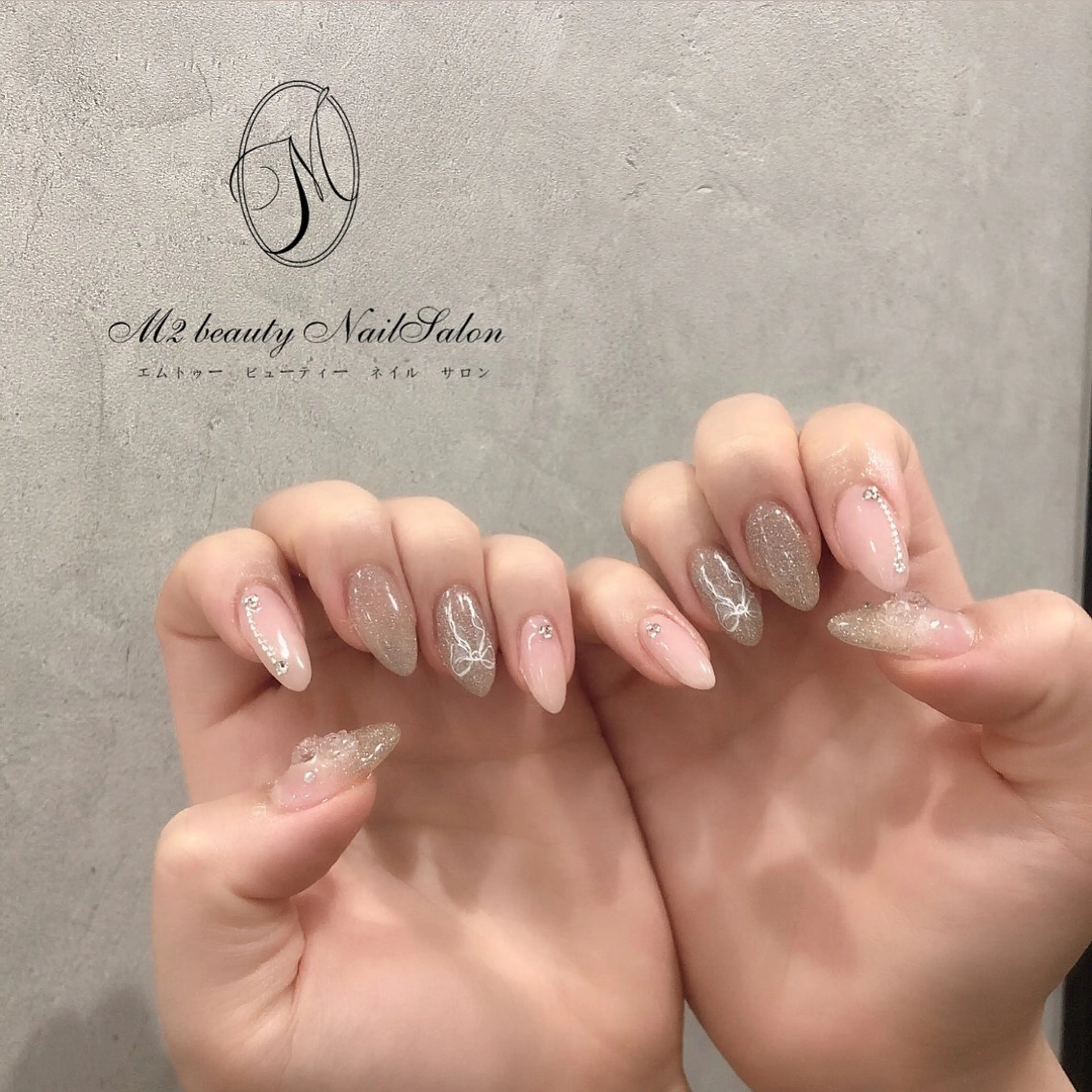 ネイル アートネイル 長さ出し ジェルネイル パラジェル スカルプネイル ハンドネイル M2 beauty Nankaのネイルデザイン