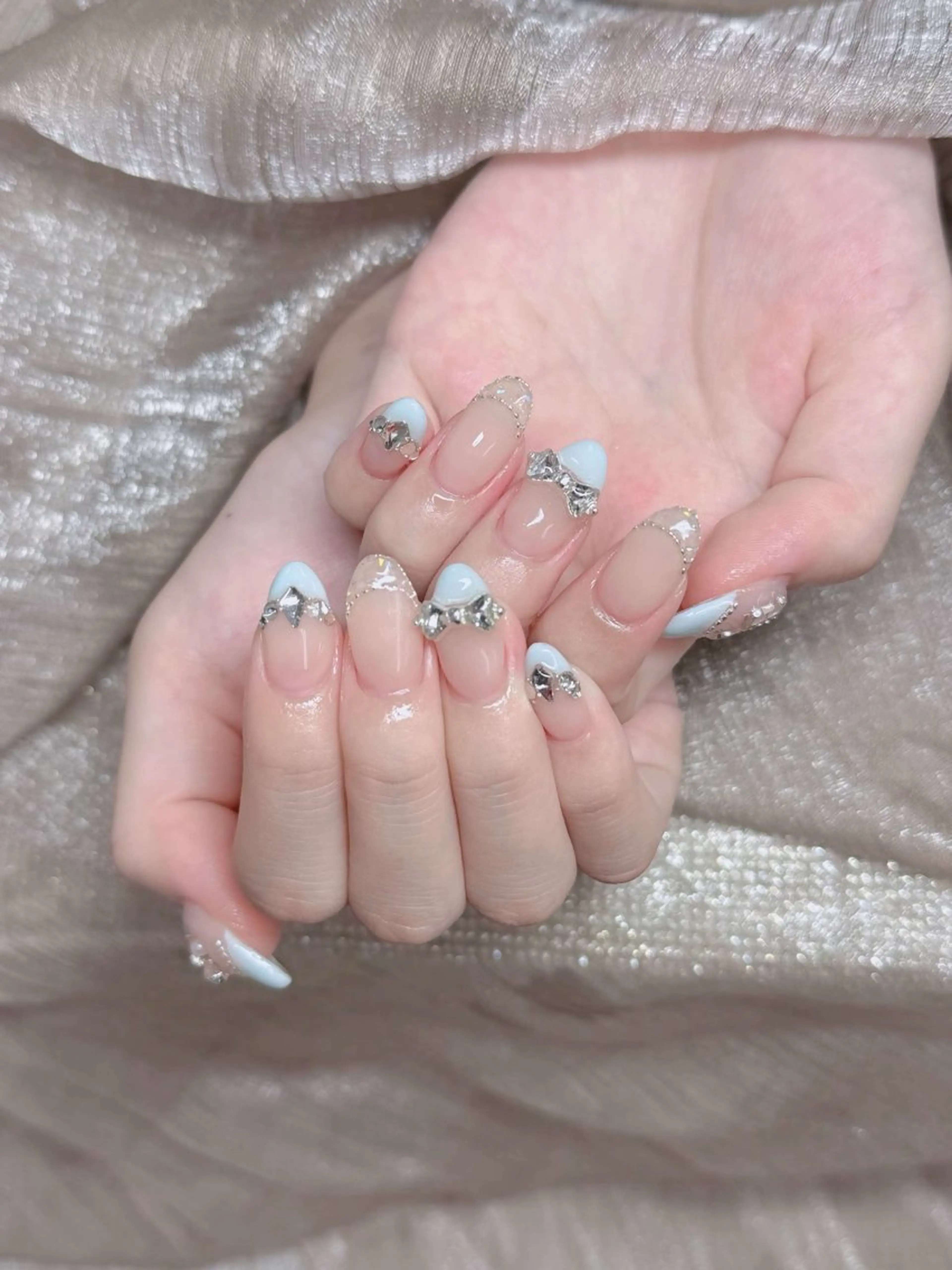 ネイル フレンチネイル ジェルネイル ガラスフレンチ ハロウィン ハート ハンドネイル H.baby Nail Salonのネイルデザイン