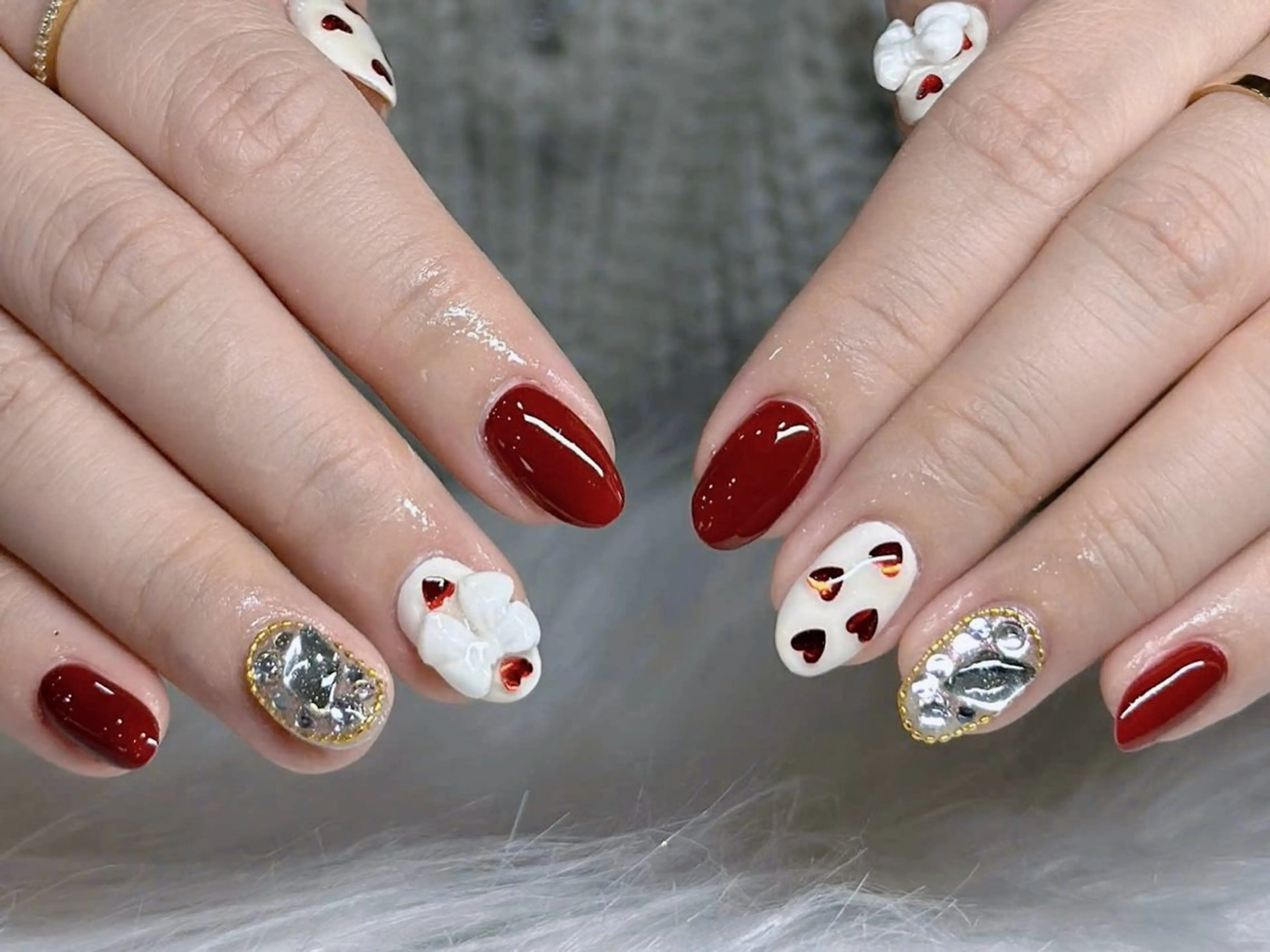 ネイル オーロラネイル グラデーション ハート ホログラムネイル キラキラネイル HA NIのネイルデザイン