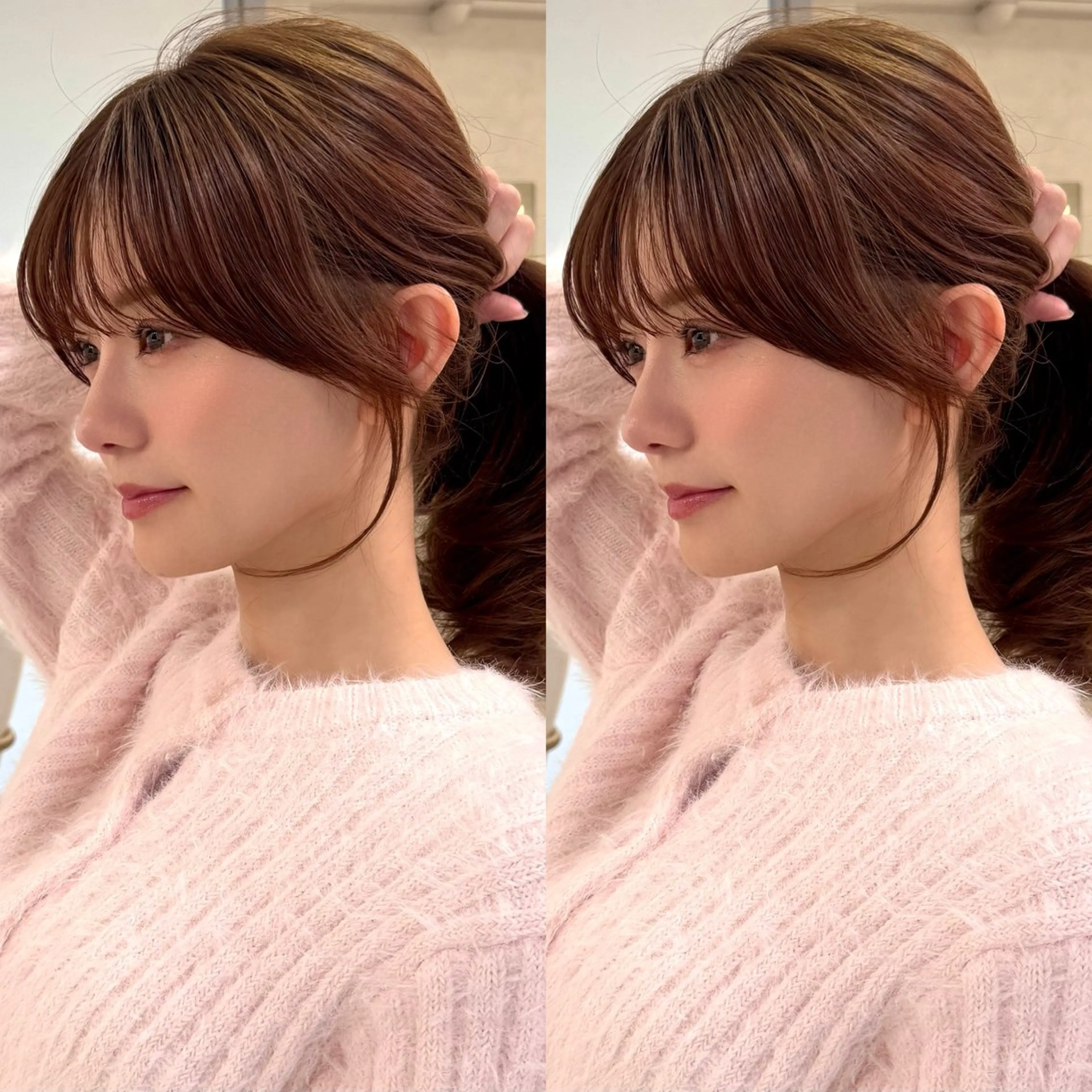 セミロング カラー カット ヘアカラー トリートメント 韓国ヘア🇰🇷透明 感カラー/yui💞のヘアスタイル