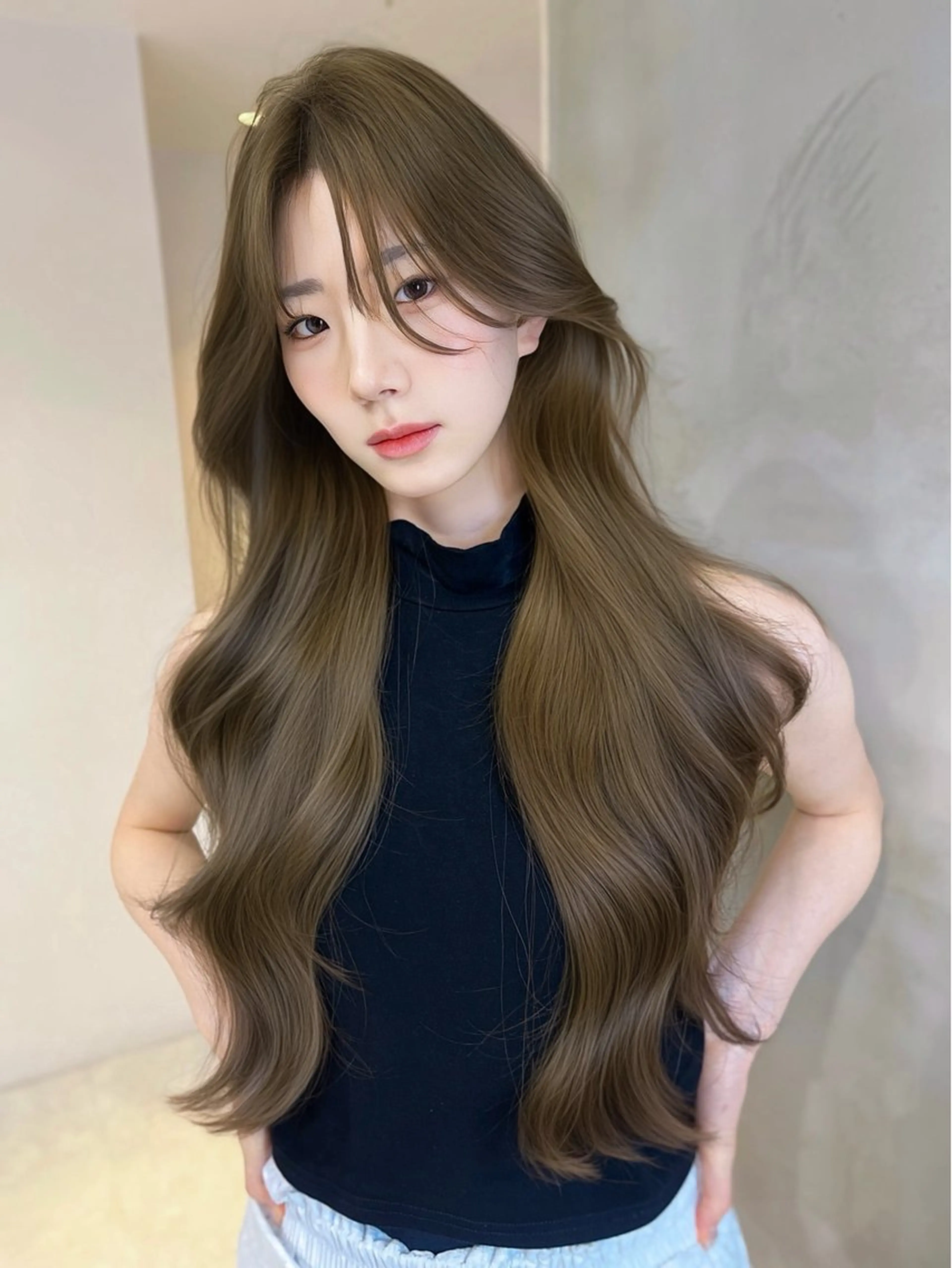 ロング カット ヘアカラー トリートメント 海野翔吾🇨🇳 ワンホンレイヤーのヘアスタイル