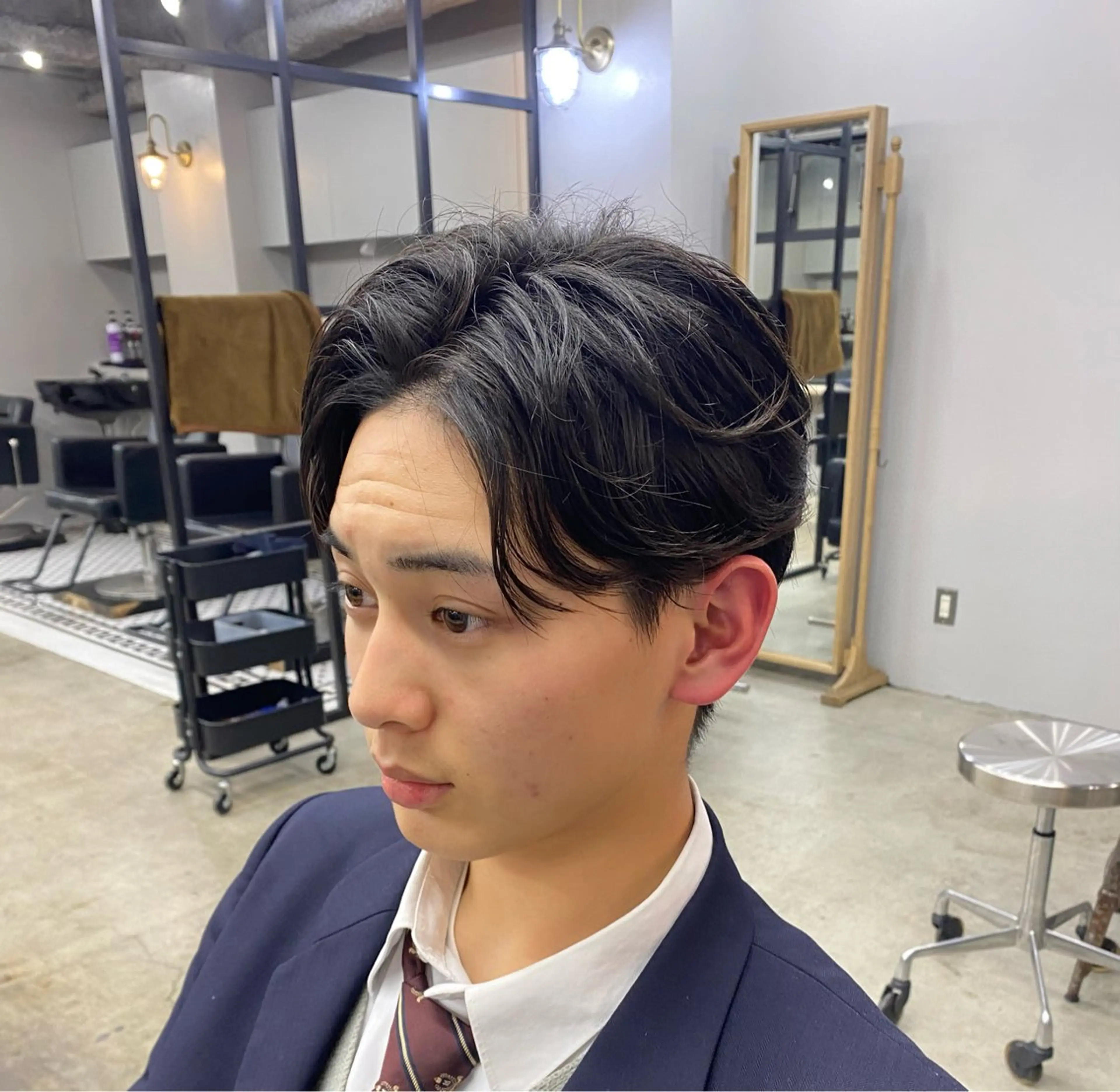 カラー パーマ メンズ センターパート メンズパーマ ニュアンスパーマ カット ヘアカラー パーマ メンズカット/パーマ 艶カラーTAIGA︎のヘアスタイル