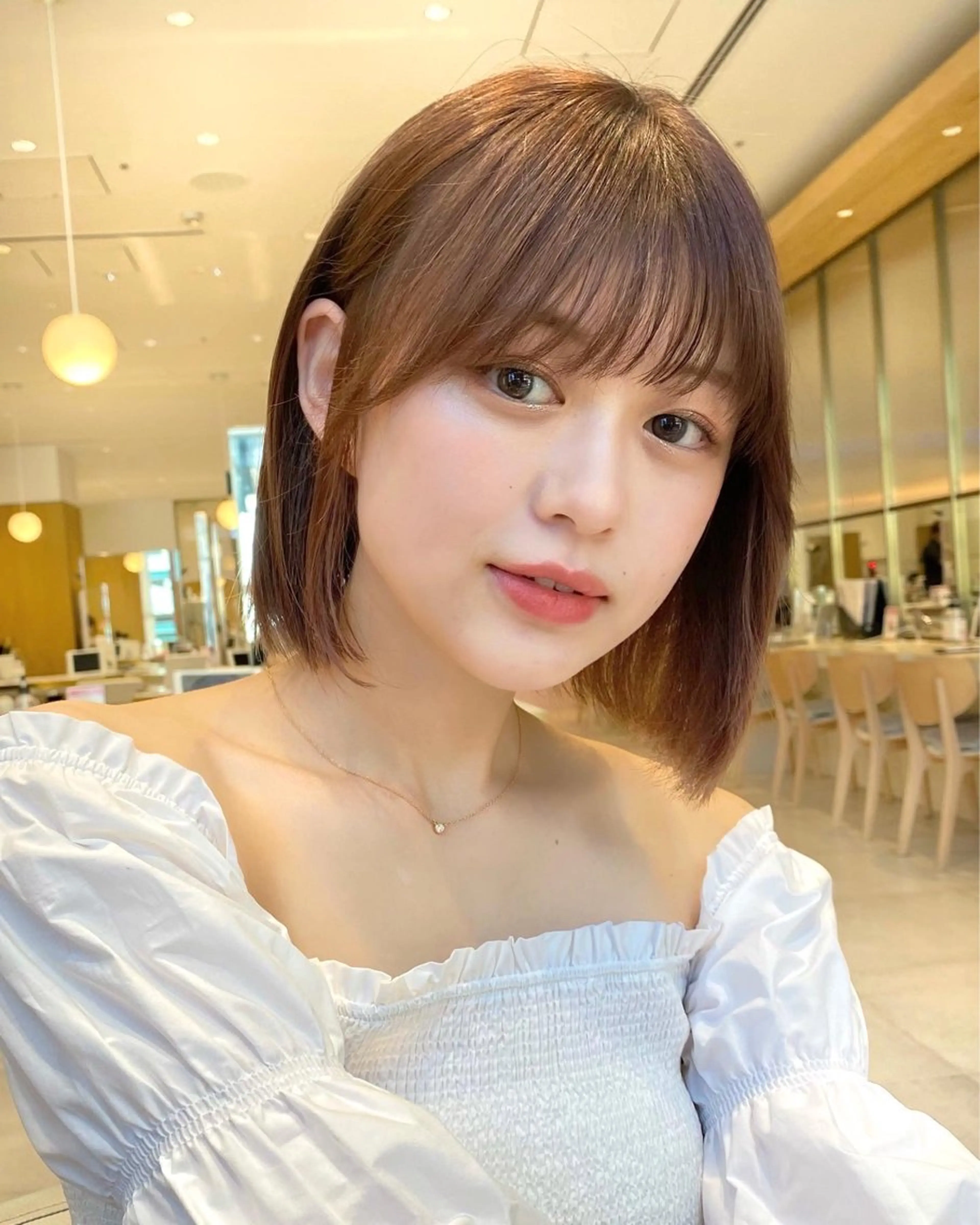 ミディアム カラー パーマ ヘアアレンジ カット 小野寺瑞希 /最小顔カットのヘアスタイル