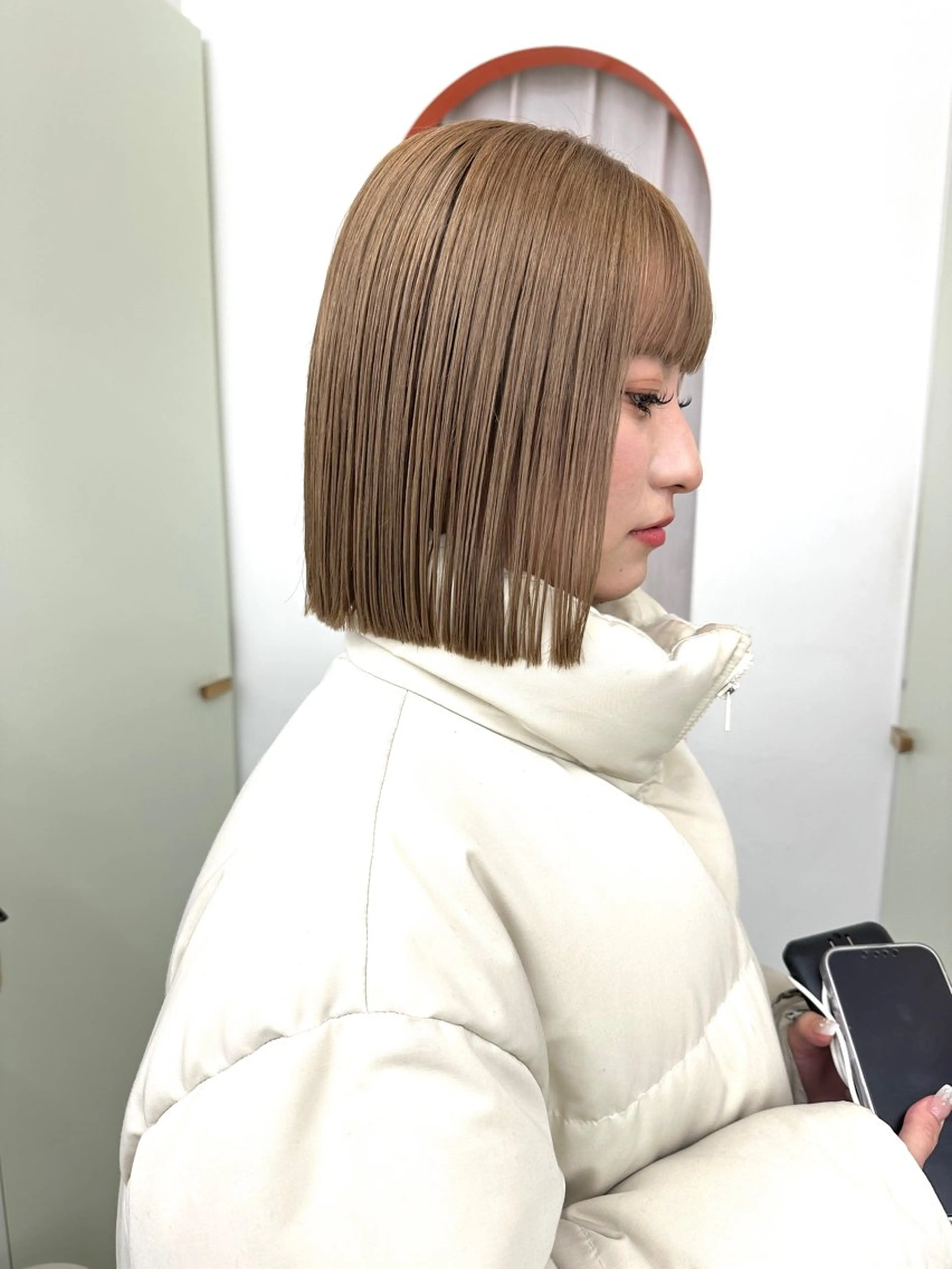 ショート カラー ベージュカラー ブロンド ブロンドベージュ ボブ ボブ/レイヤー/ケア パーマ/リュウタのヘアスタイル