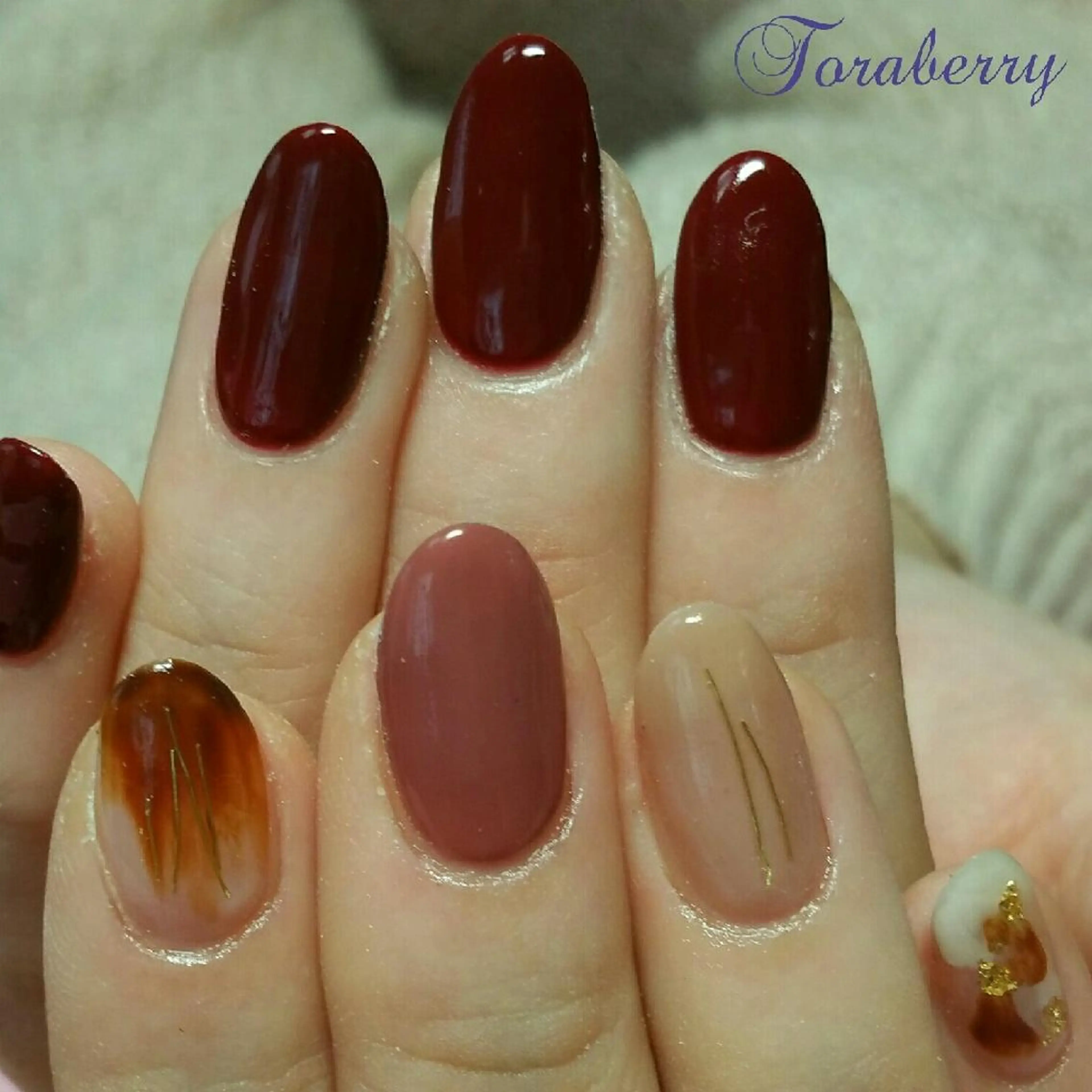 ネイル ボルドー ハンドネイル ネイリスト なつみのネイルデザイン