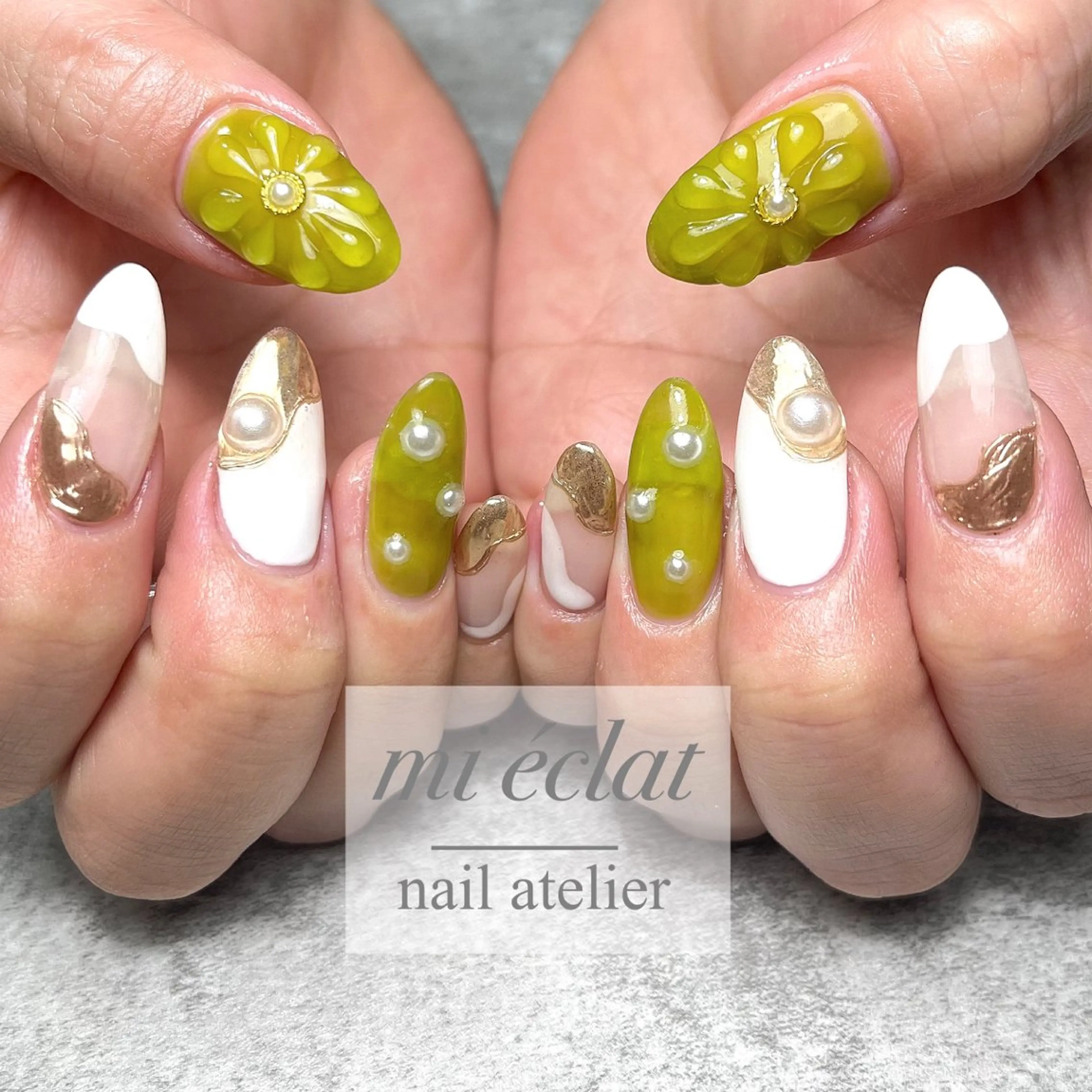 ネイル アートネイル フラワーネイル ニュアンスネイル ハンドネイル mi éclat ミ　エクラのネイルデザイン