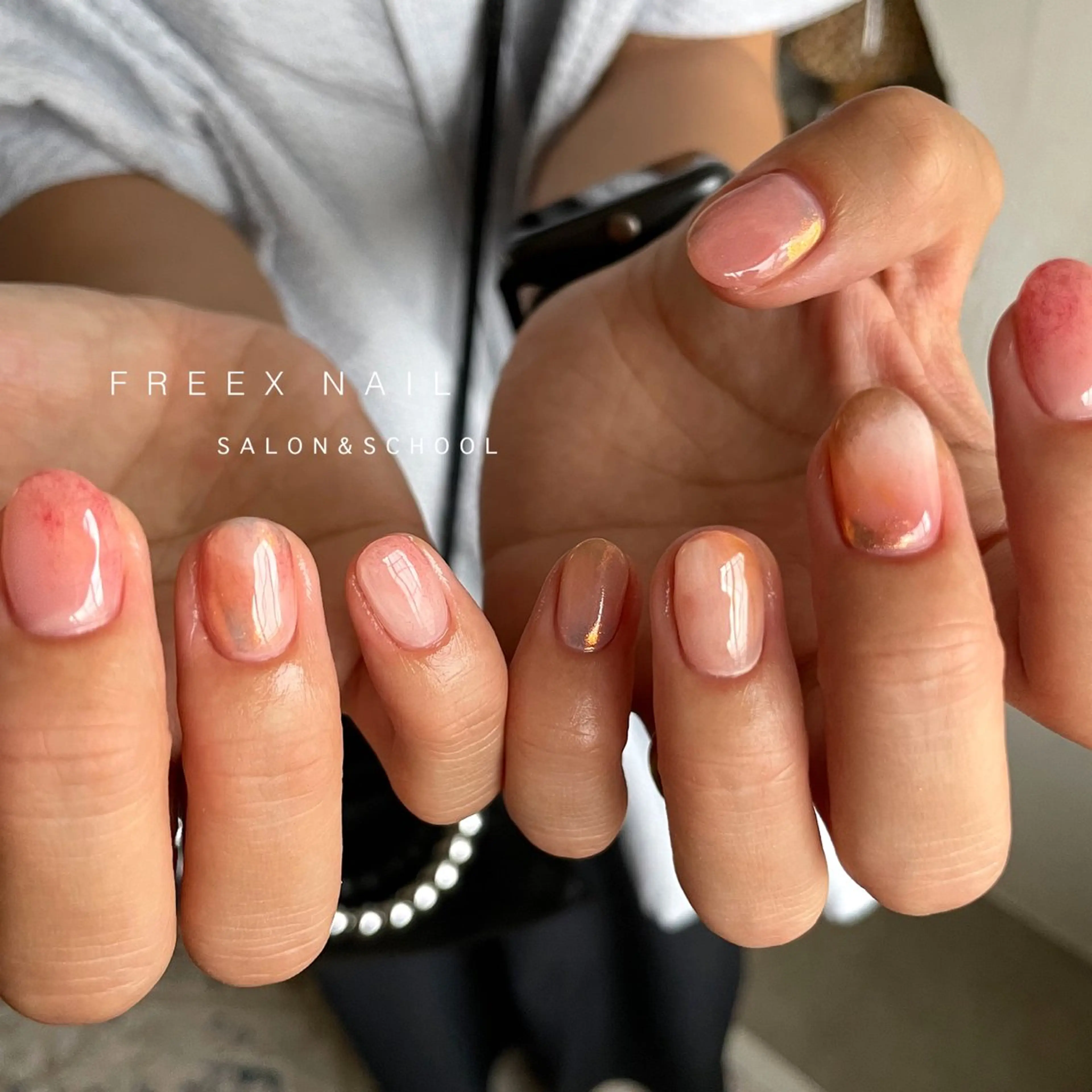 ネイル ニュアンスネイル ピンク ハンドネイル フットネイル Freex nail所属・freex nail /ニュアンス/個性派のネイルデザイン