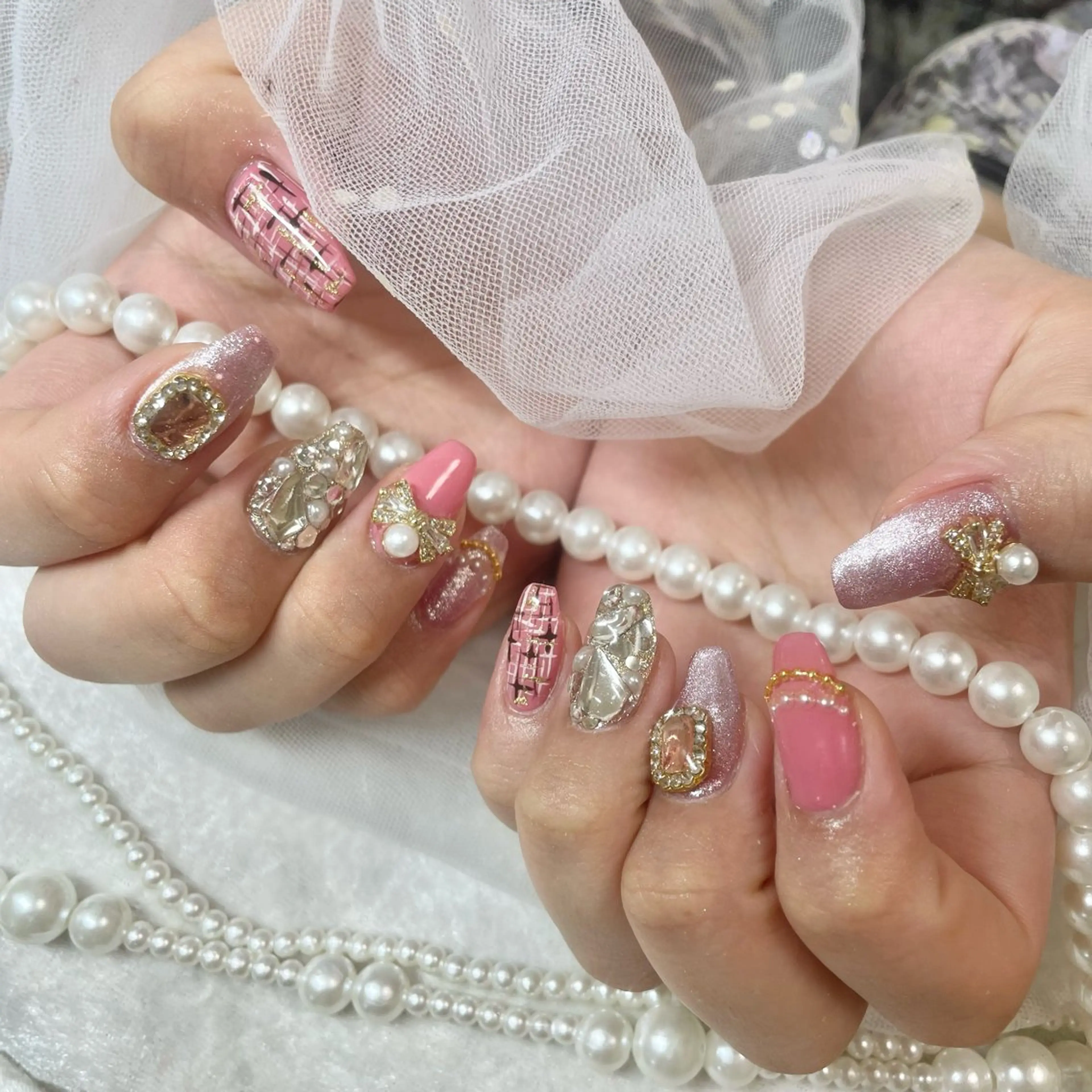 ネイル ツイードネイル ハンドネイル 🎀AYAKO 🎀中韓ネイルのネイルデザイン