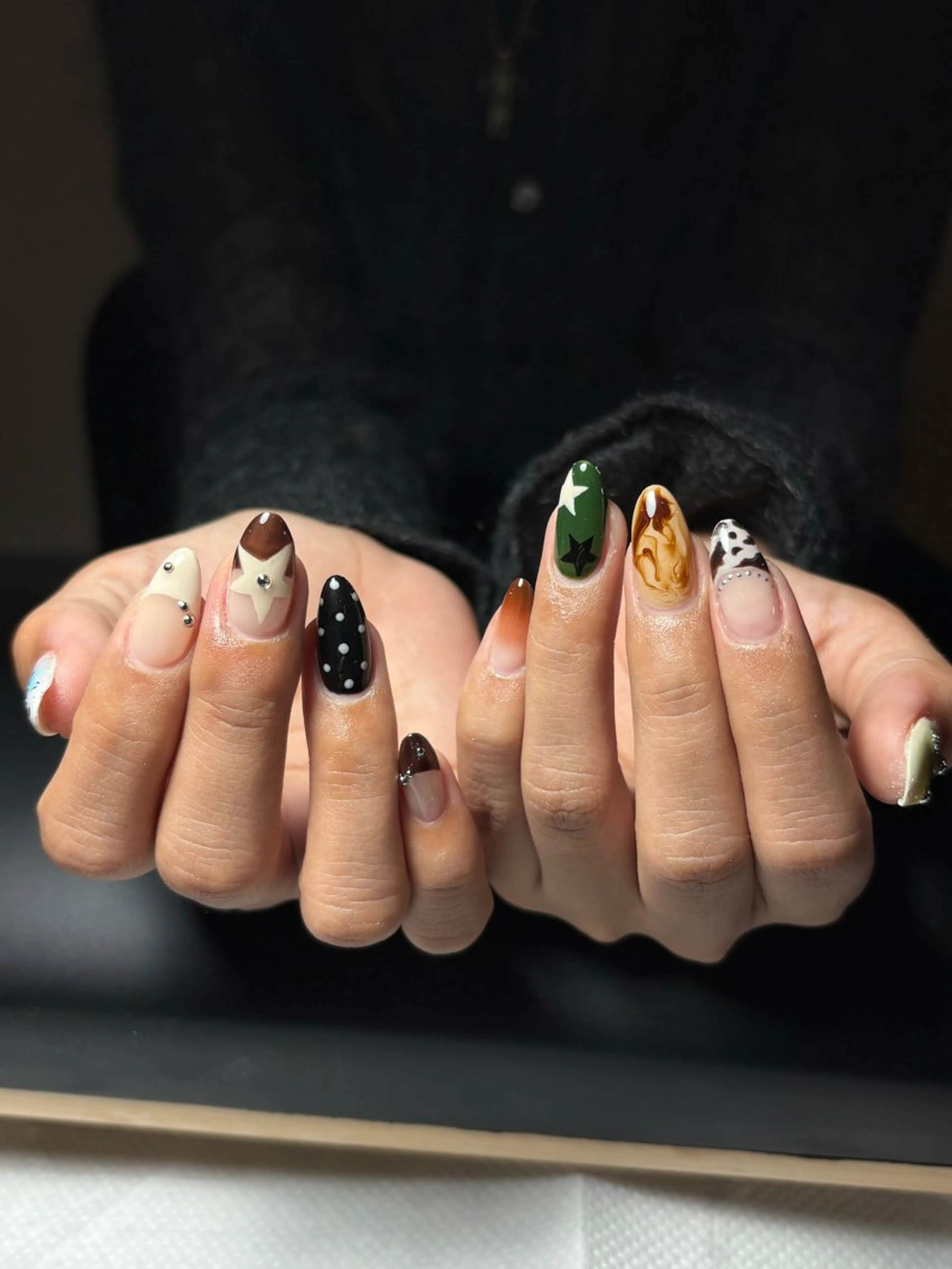 ネイル アニマル柄 ドット 大理石ネイル(マーブル) モンナ CCのネイルデザイン