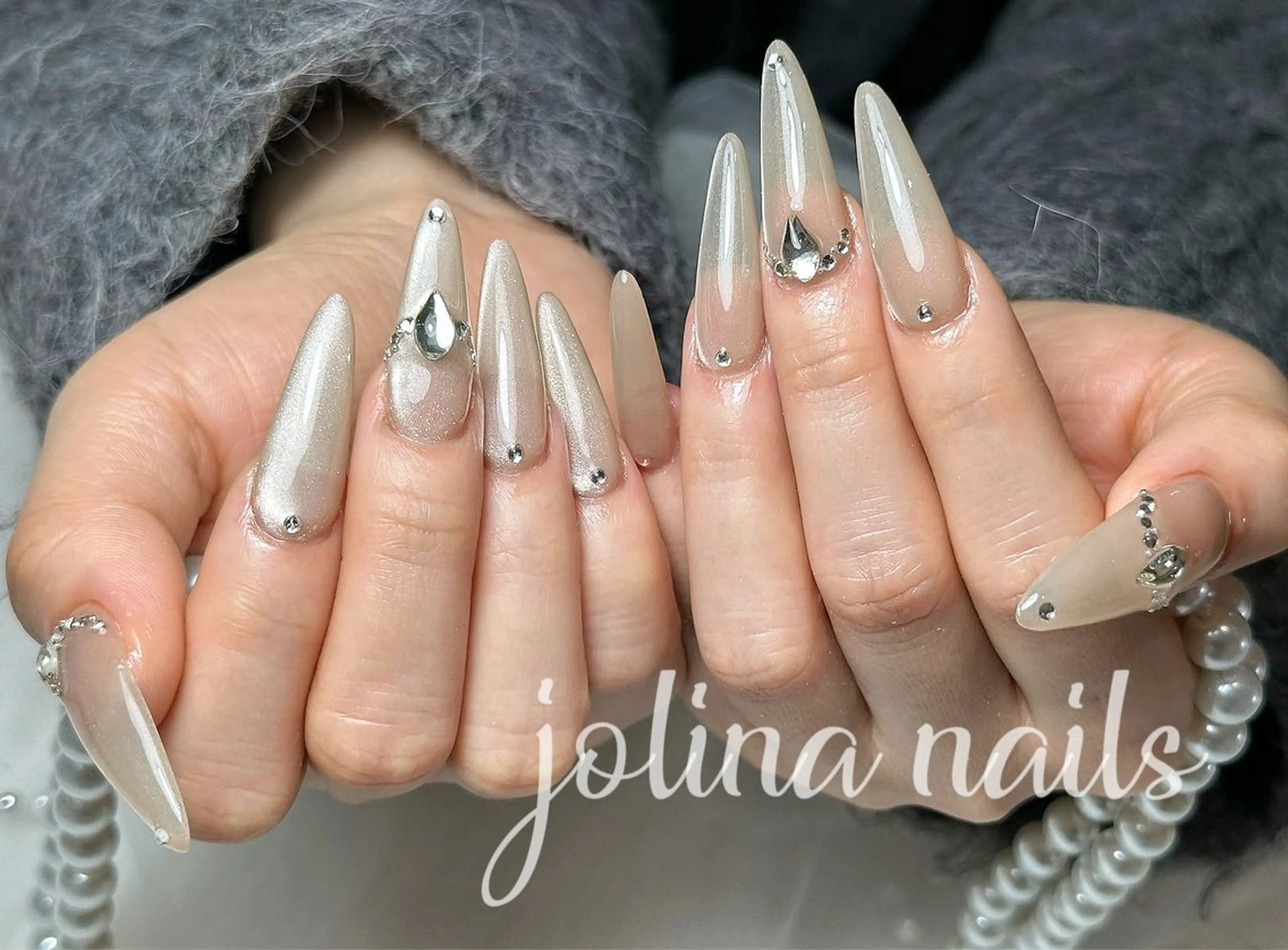 ネイル 長さ出し マグネットネイル スカルプネイル ハンドネイル jolina nails鶴見店のネイルデザイン