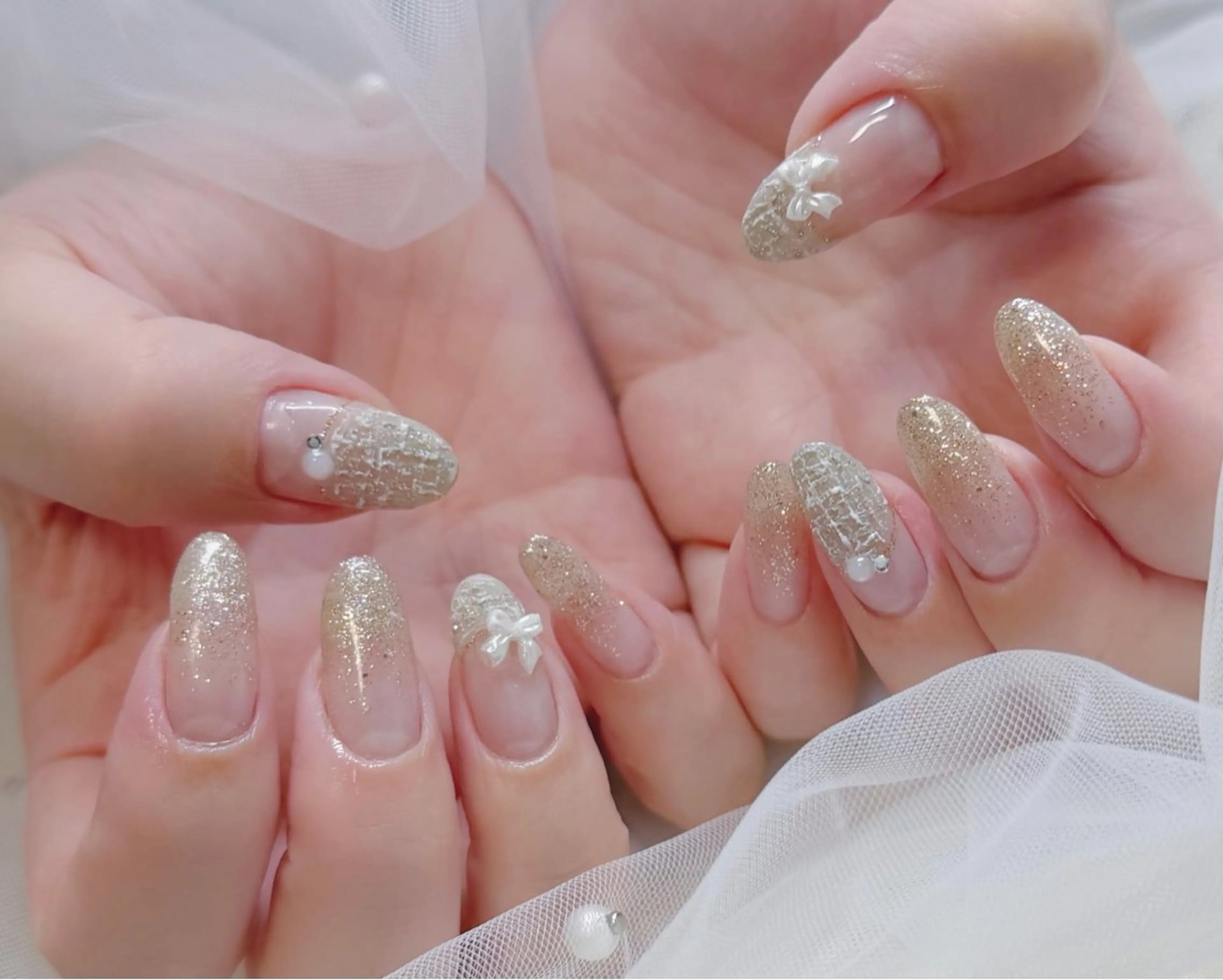 ネイル ツイードネイル ホワイト 非対面ネイルサロンEve所属・非対面ネイルサロン Eveのネイルデザイン