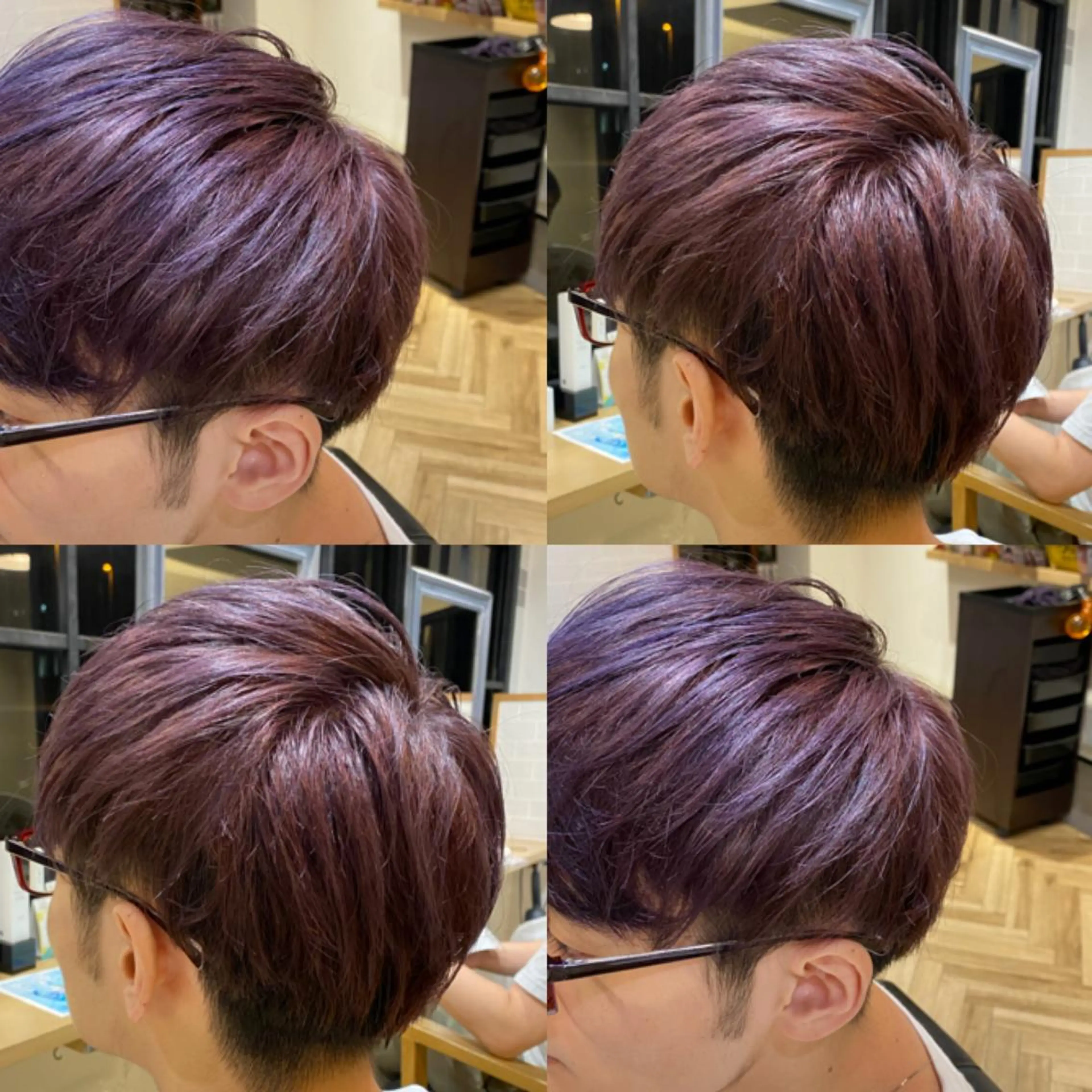 ショート カラー メンズ メンズブリーチ ブリーチ ピンクカラー ピンクパープル パープルカラー 艶カラー/韓国顔周り 🎀mamiのヘアスタイル