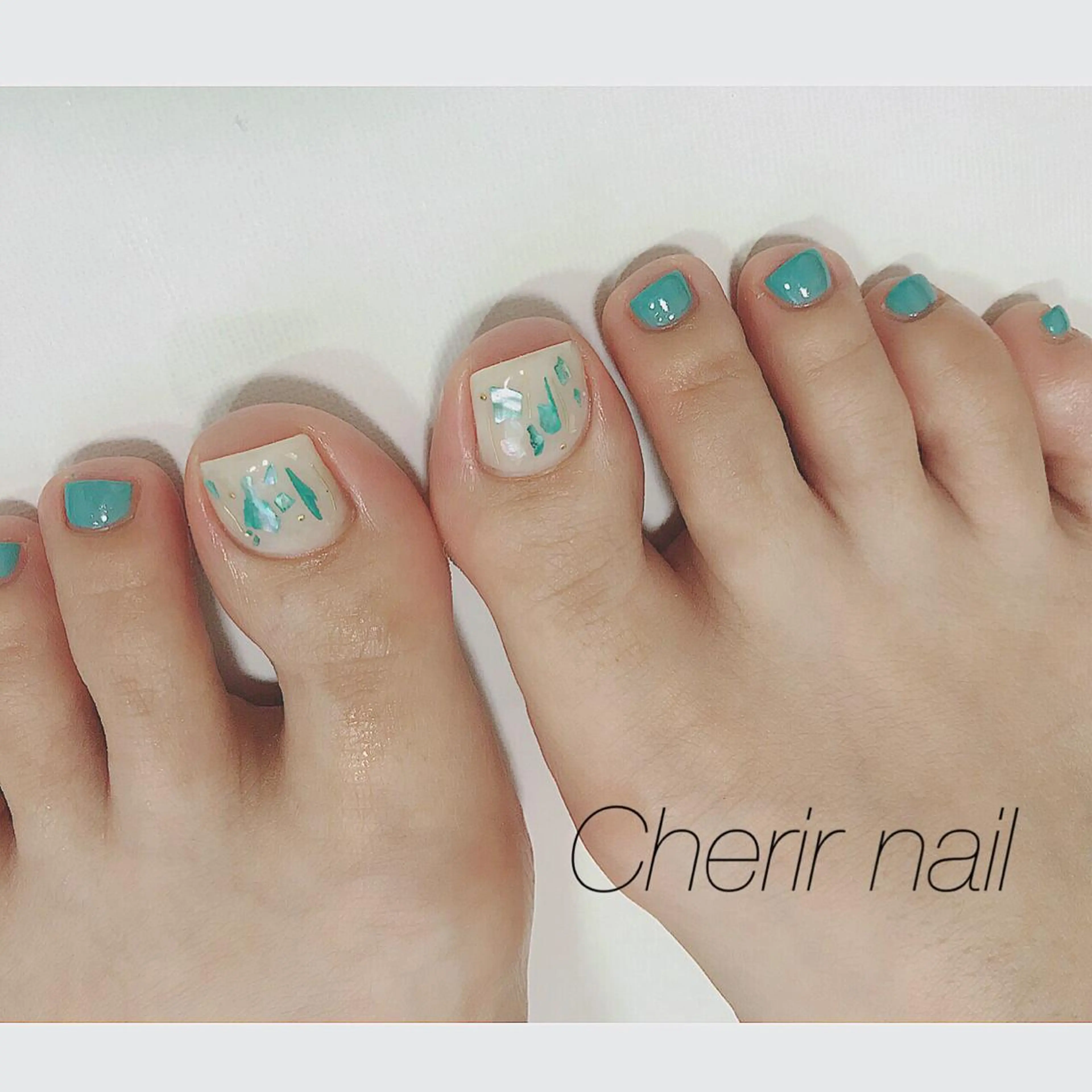 ネイル アートネイル ブルー カジュアル シンプルネイル Cherirnail kaoriのネイルデザイン