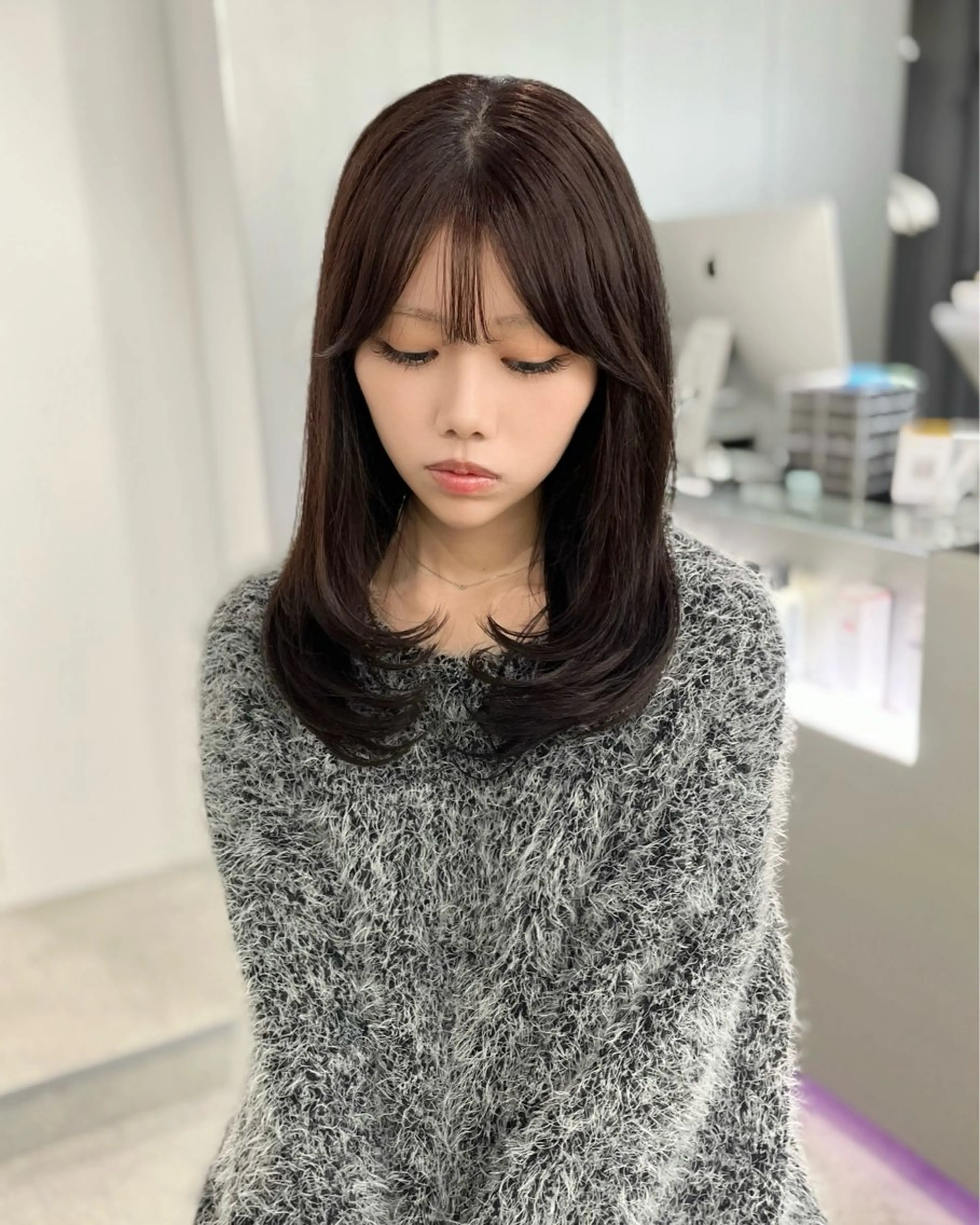 ミディアム カラー ブラウンカラー ナチュラルブラウン レイヤーカット モテヘア/グレージュ /ボブ/前原汐🎐のヘアスタイル