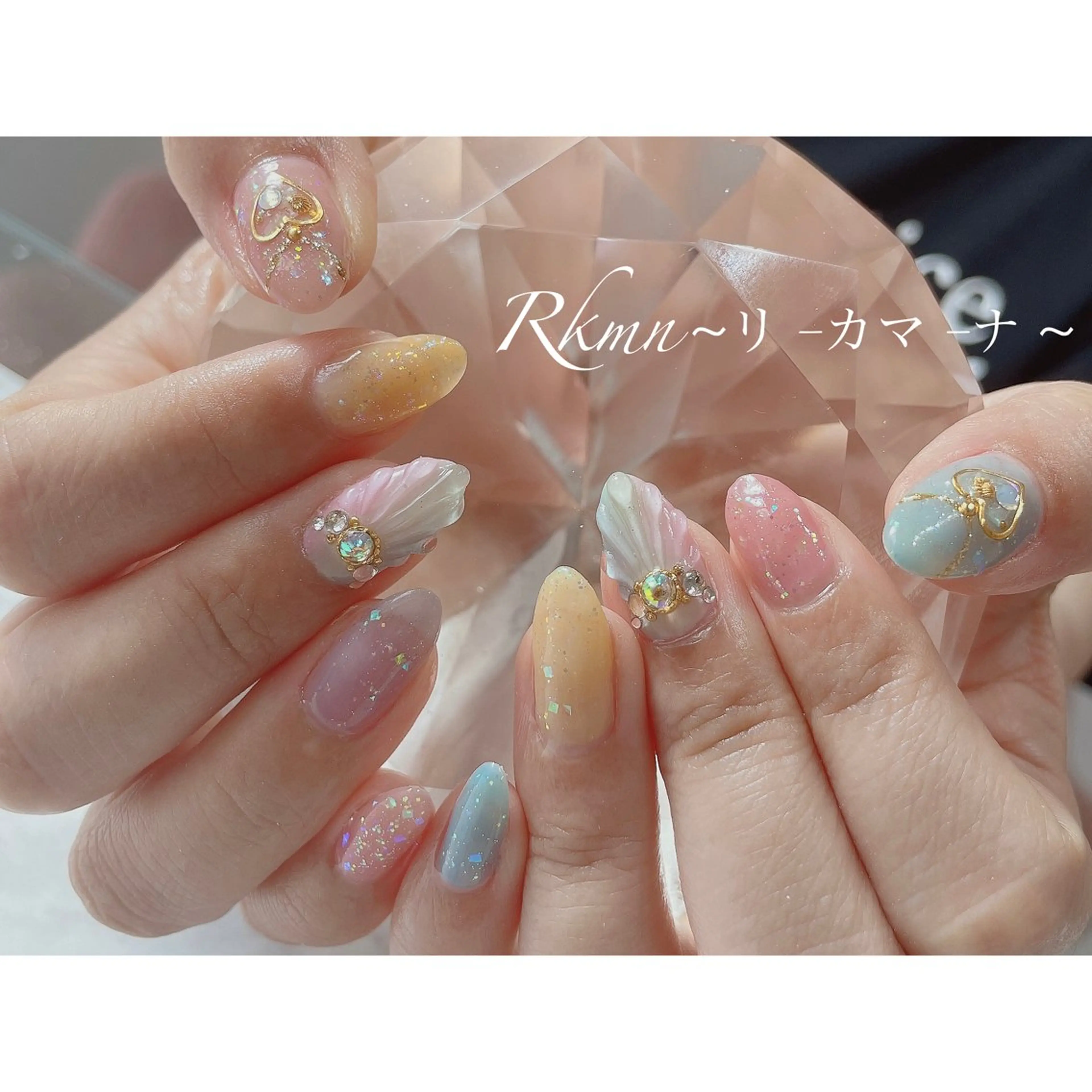 ネイル アートネイル ハート キラキラネイル ラメ(グリッター) パステルネイル ハンドネイル フットネイル ハンドケア Rkmn ~リ-カマ-ナ~のネイルデザイン