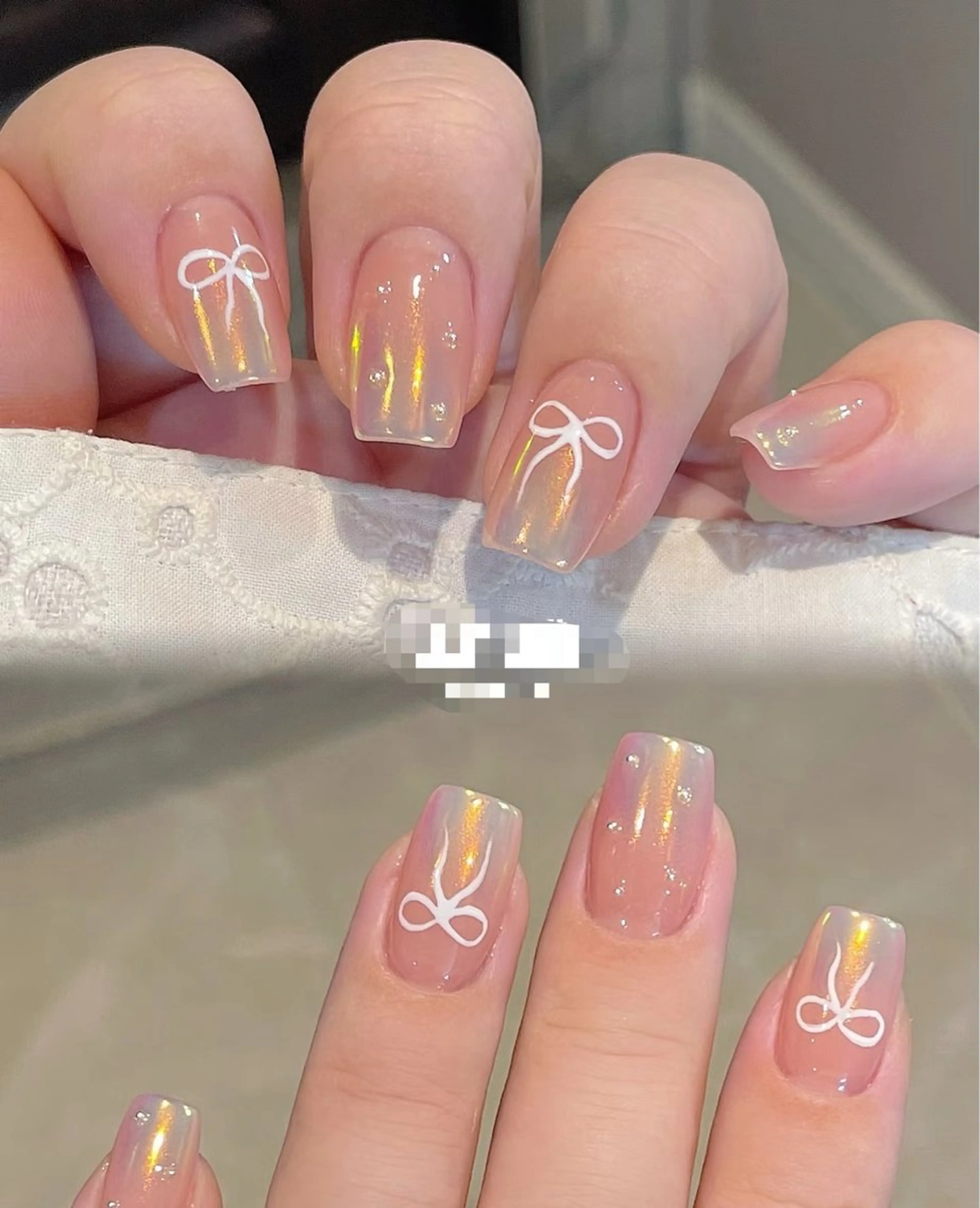 ネイル アートネイル オーロラネイル クリアネイル 長さ出し フレンチネイル LU NAのネイルデザイン