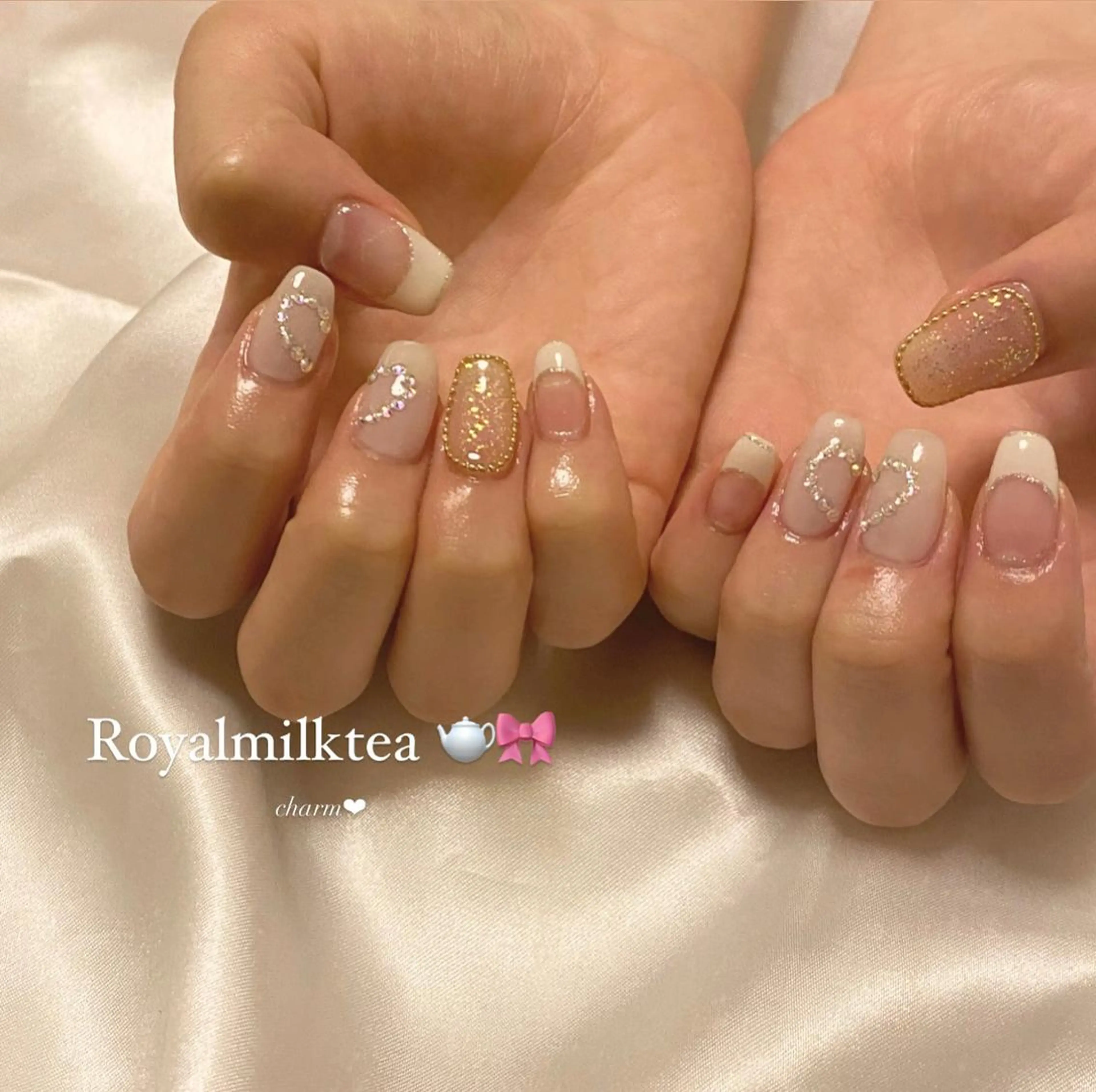 ネイル フレンチネイル ガーリー nail salon charmのネイルデザイン