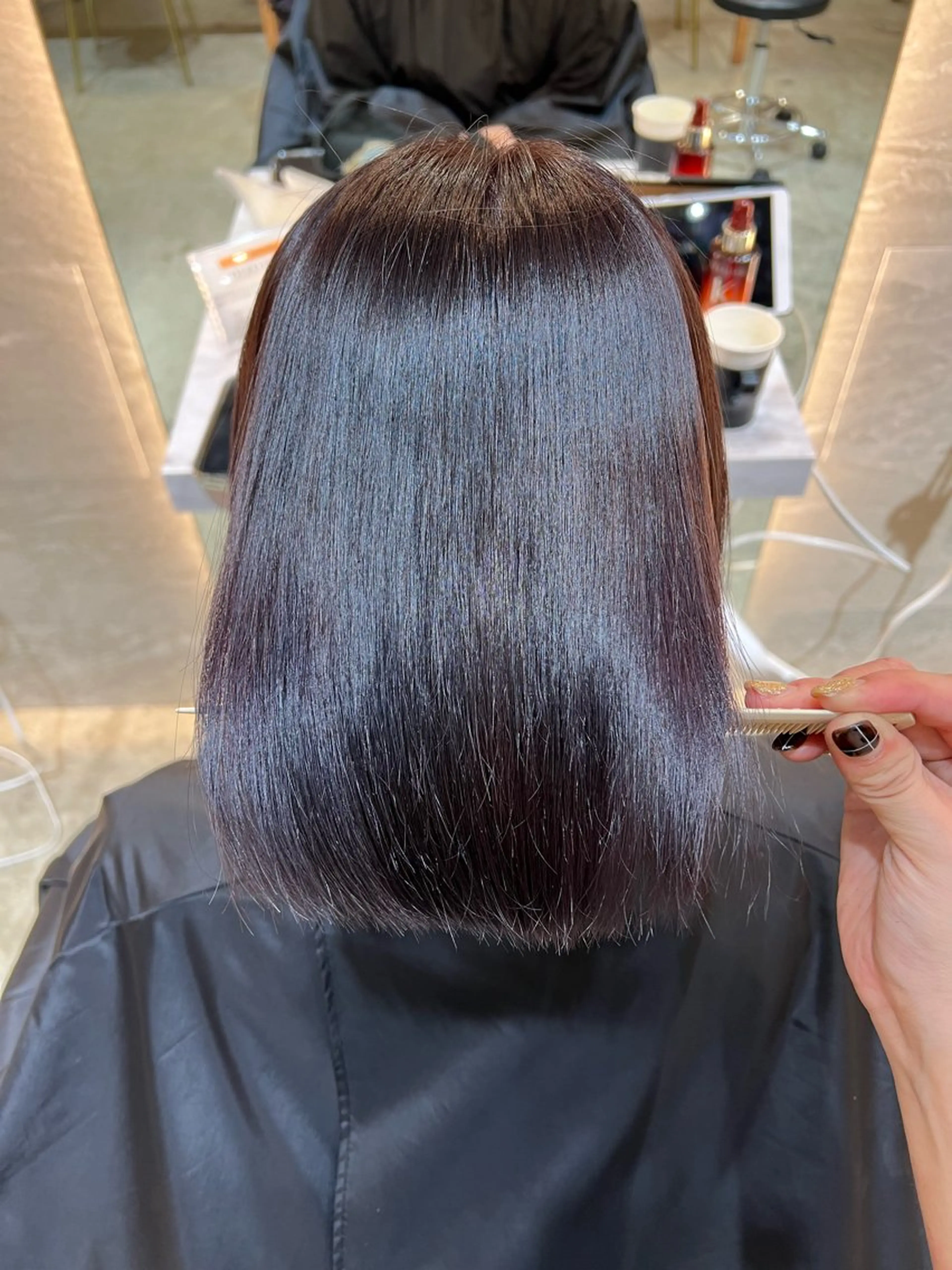 ショート カラー ボブ/巻ける縮毛矯正 /韓国レイヤーはなのヘアスタイル