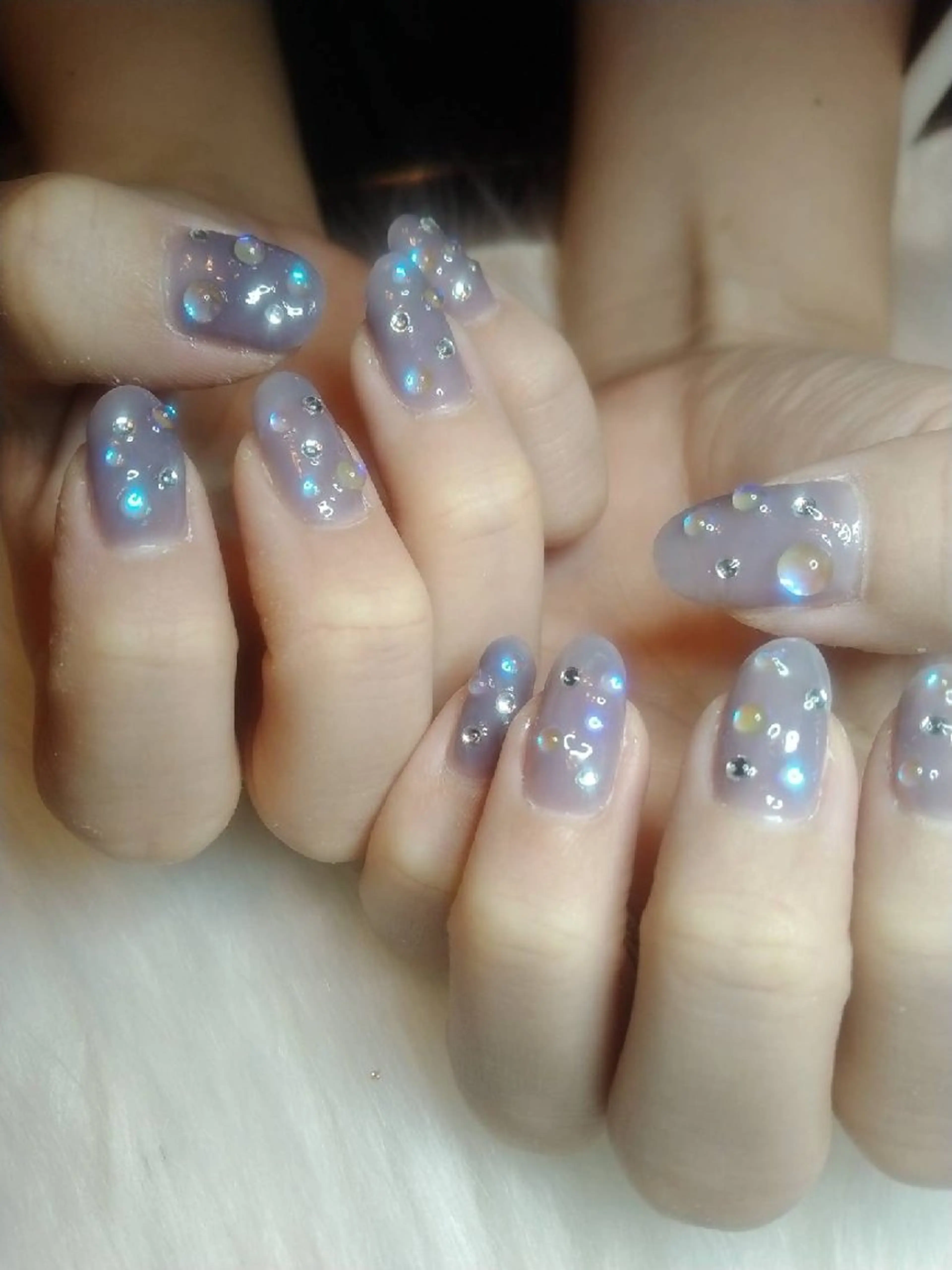 ネイル ワンカラーネイル ストーンネイル K+1所属・k+1💅🏻 miyukiのネイルデザイン