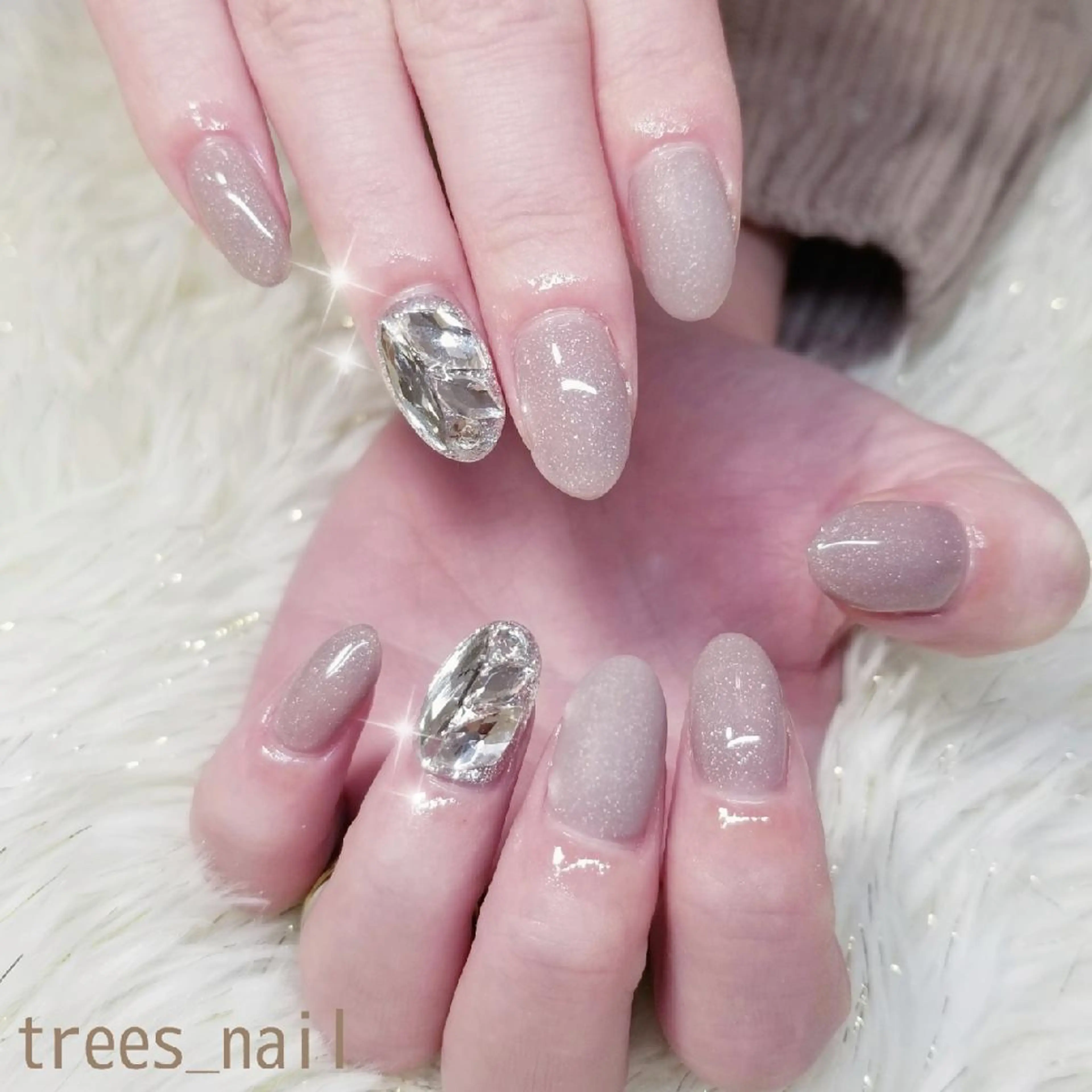 ネイル 韓国ネイル ラメ(グリッター) マットネイル ハンドネイル フットネイル trees_ nailのネイルデザイン