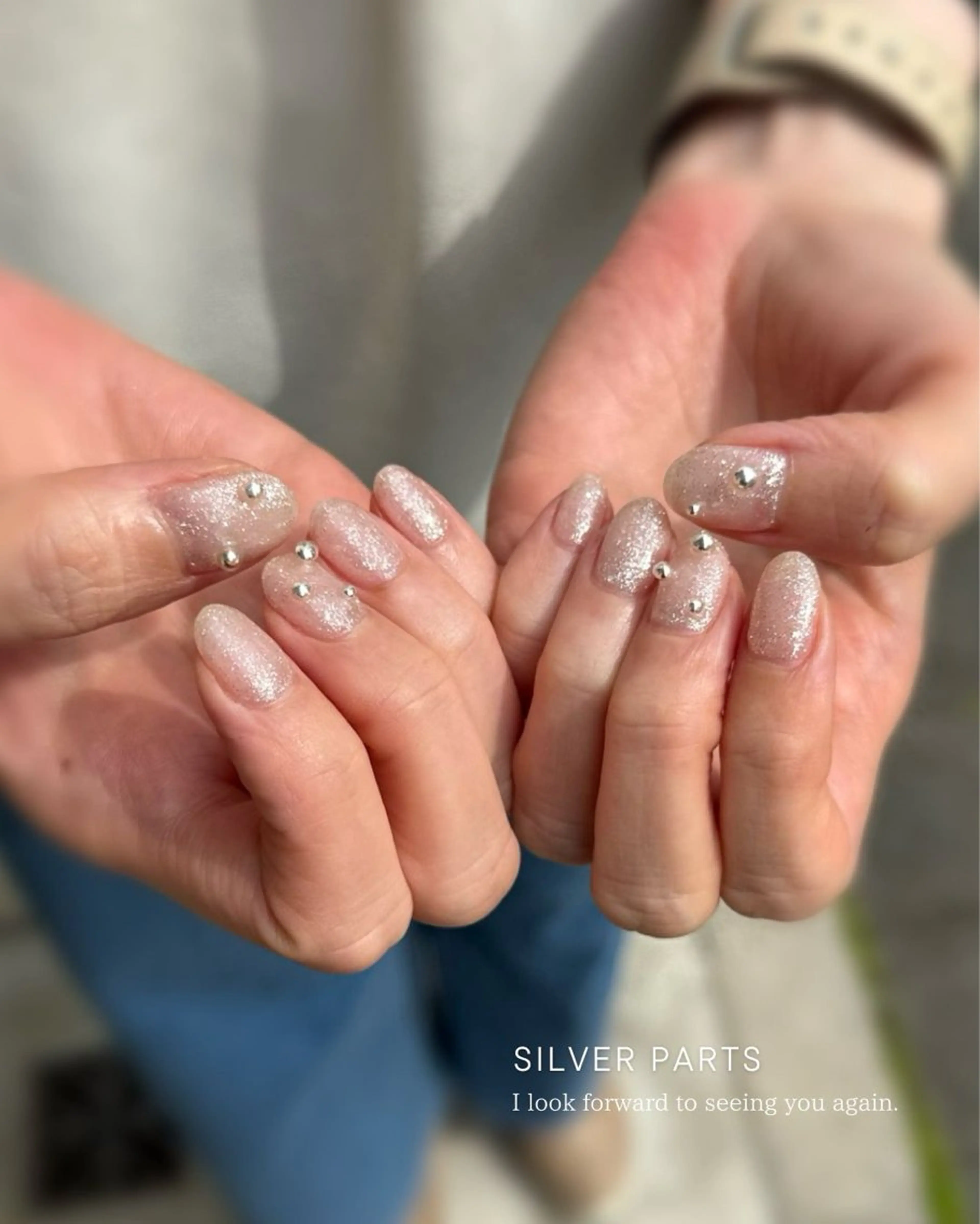 ネイル アートネイル フラワーネイル ジェルネイル パラジェル シルバー ハンドネイル Seemly 千田町店所属・フラワーパラジェル 🌸シームリーエミのネイルデザイン